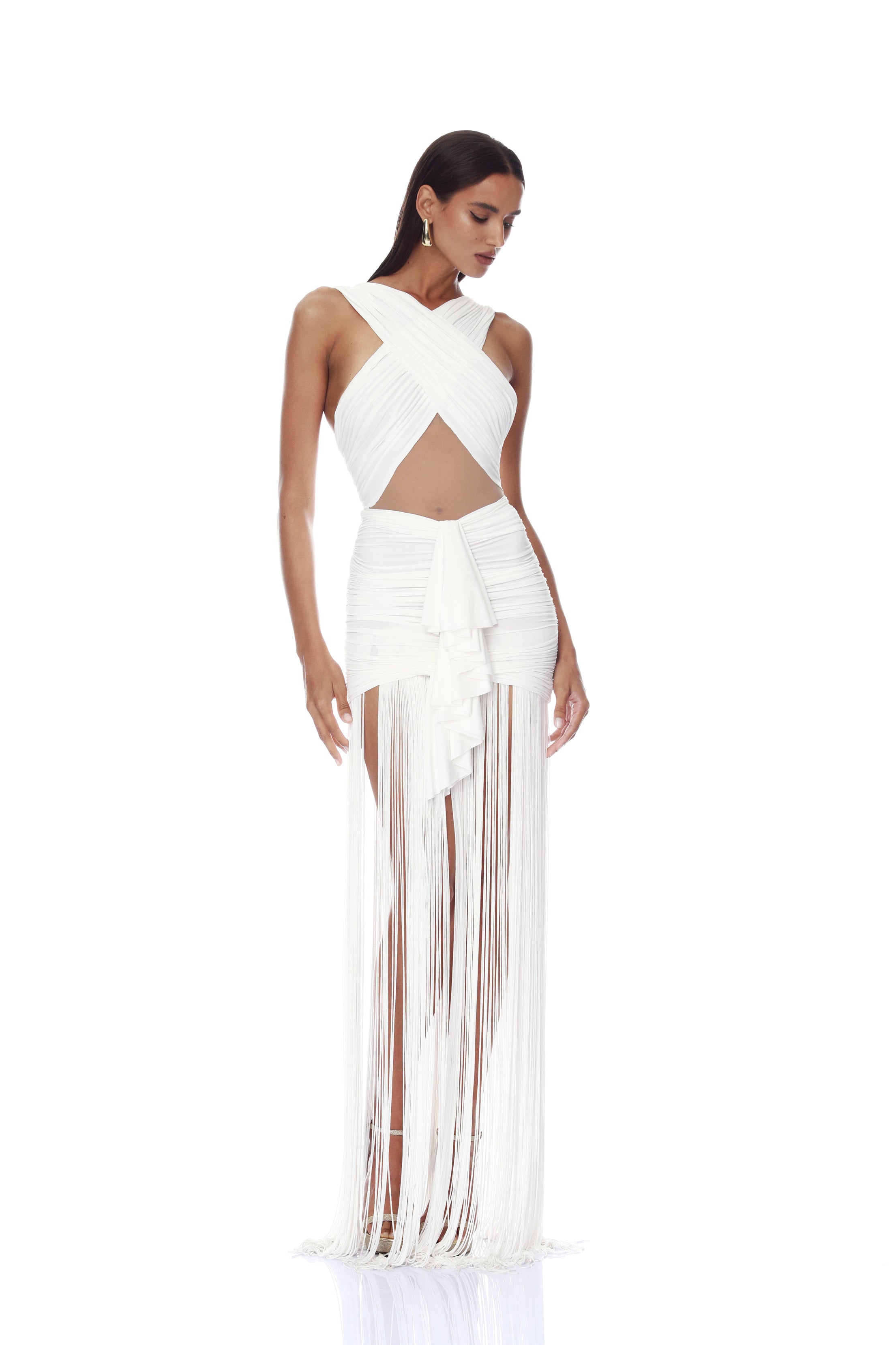 Bronx and Banco Fringe Valerie Maxi Dress sukienka z frędzlami
