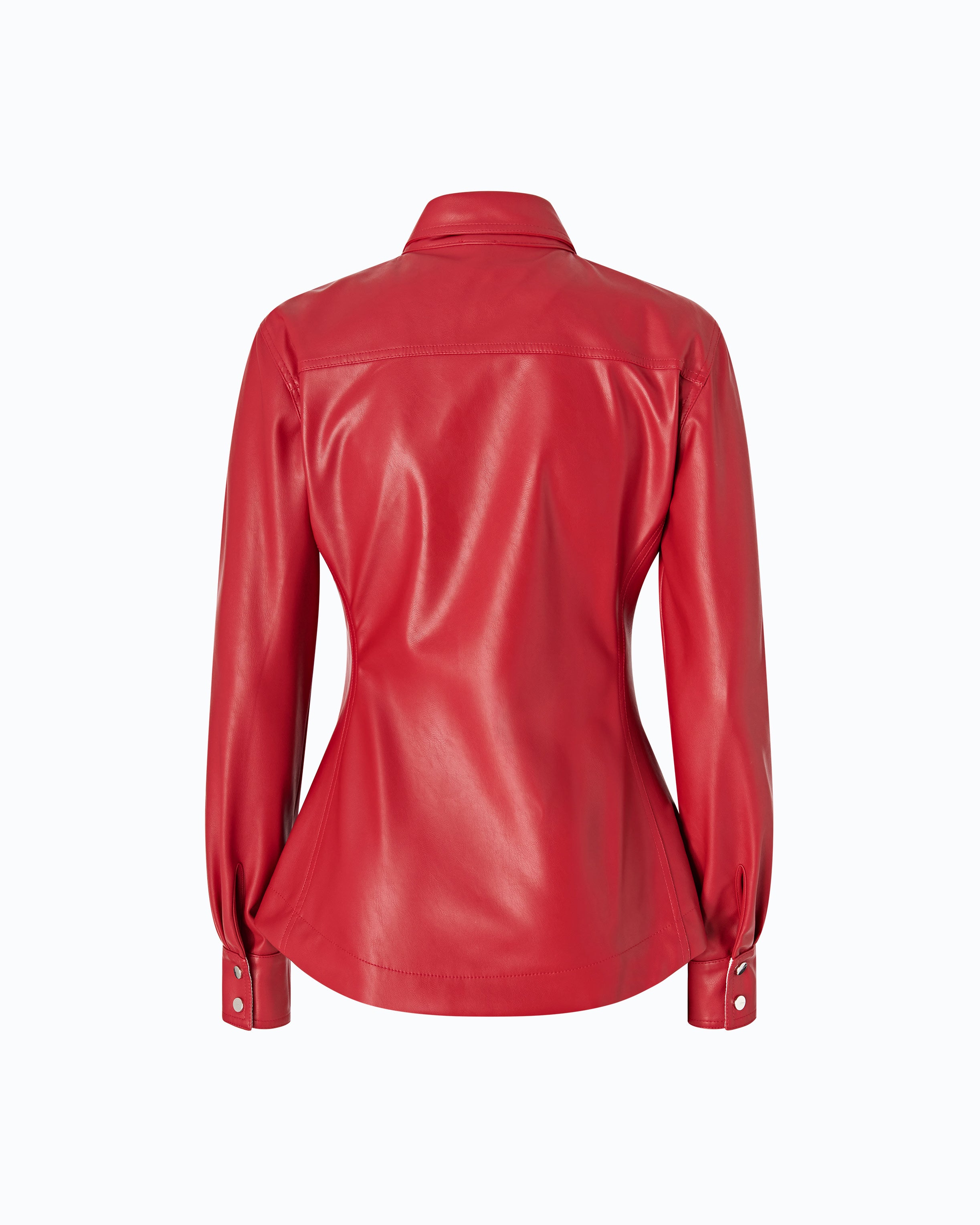 Pinko Cambria Shirt koszula czerwona skóropodobna