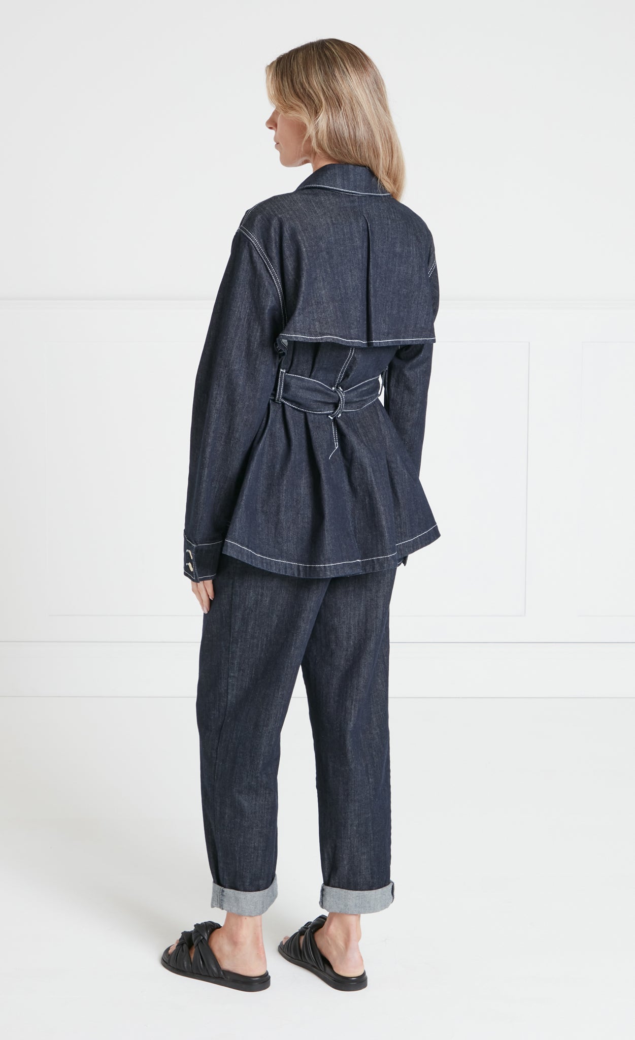 Temperley London Maye kurtka jeansowa Blue z paskiem