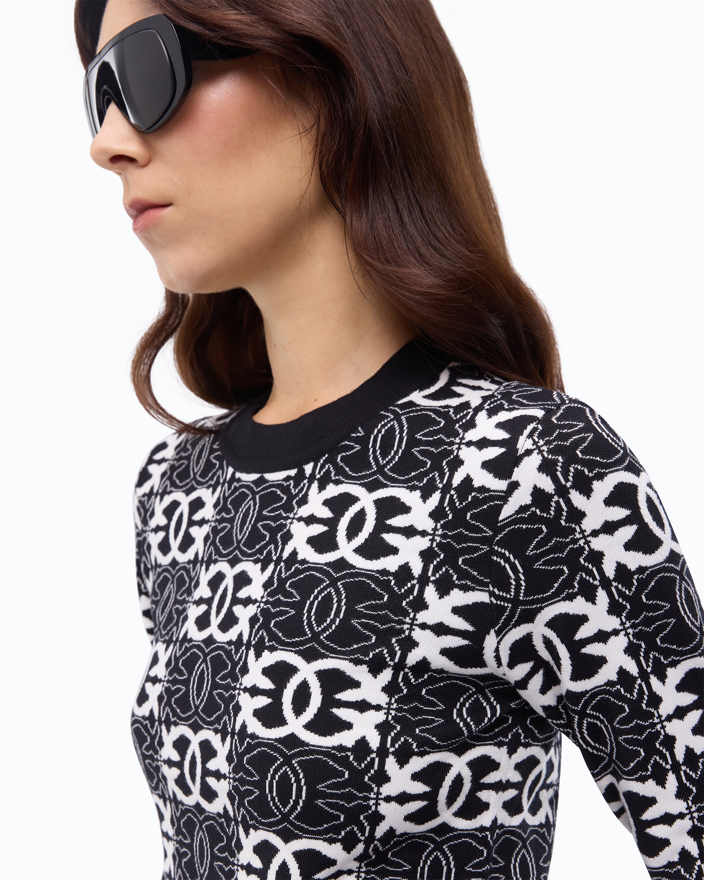 Pinko Gypsies Cropped sweter krótki z logo Love Birds