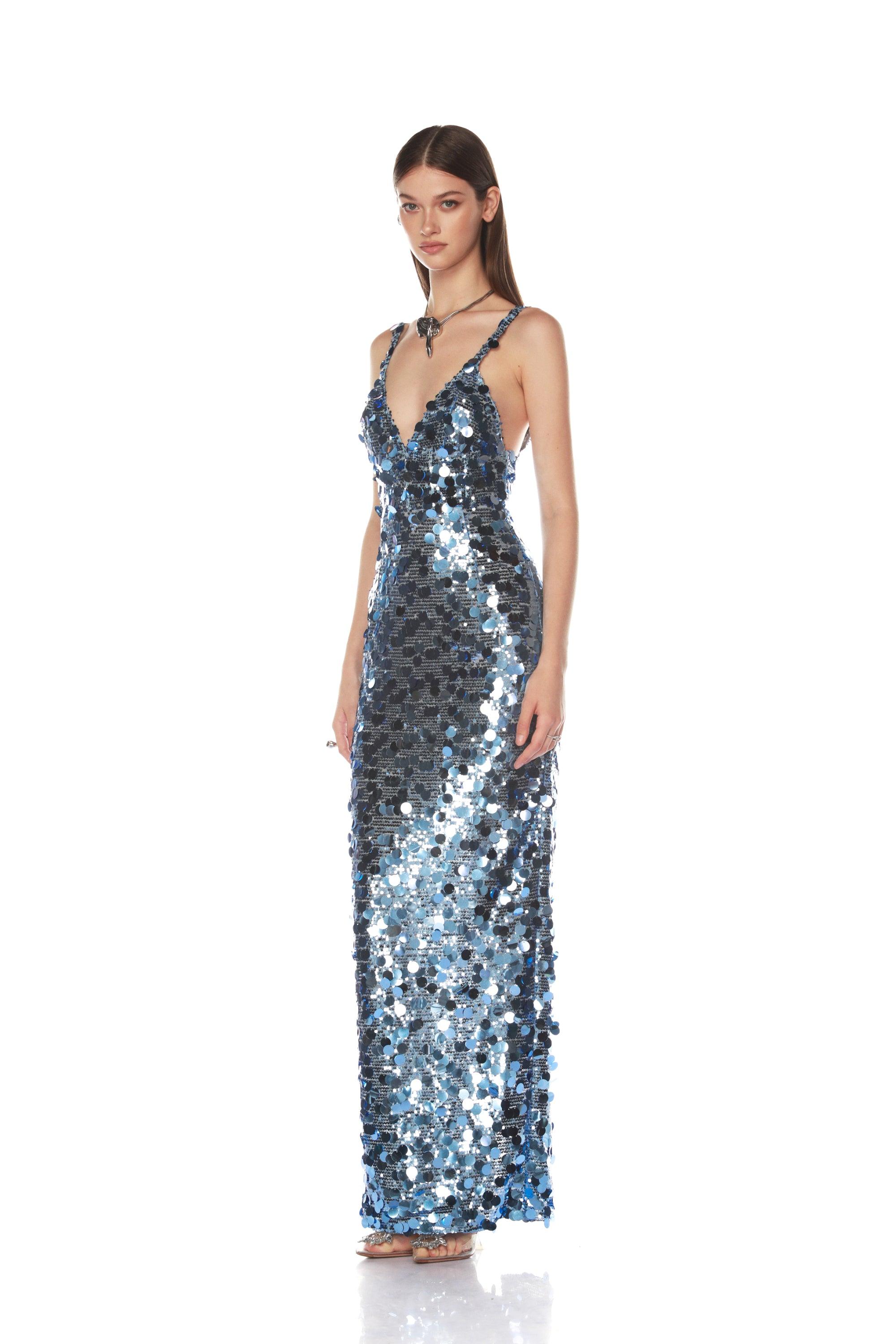 Bronx and Banco Allegra Ocean Blue sukienka S cekinowa