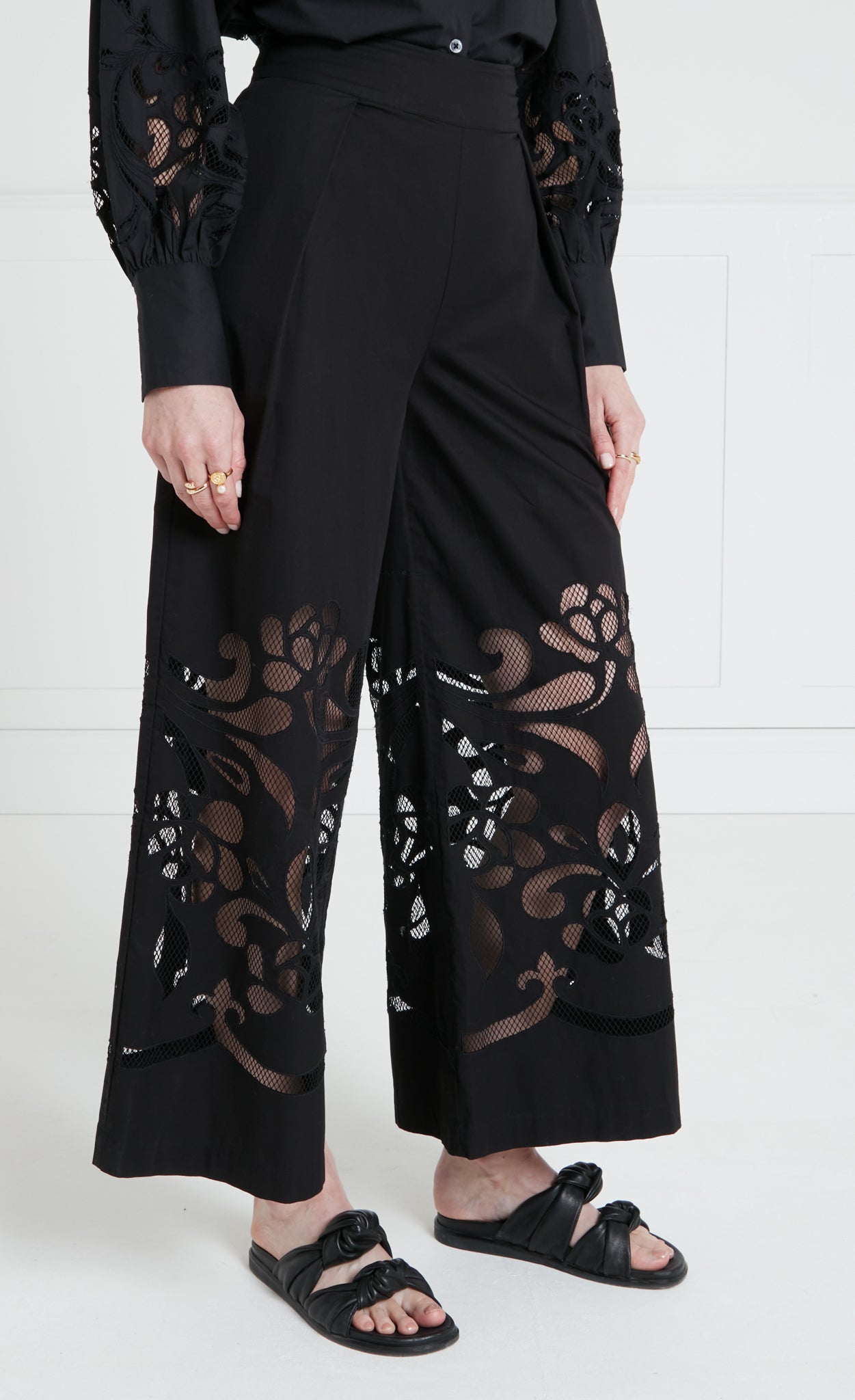 Temperley London Nell spodnie czarne bawełniane