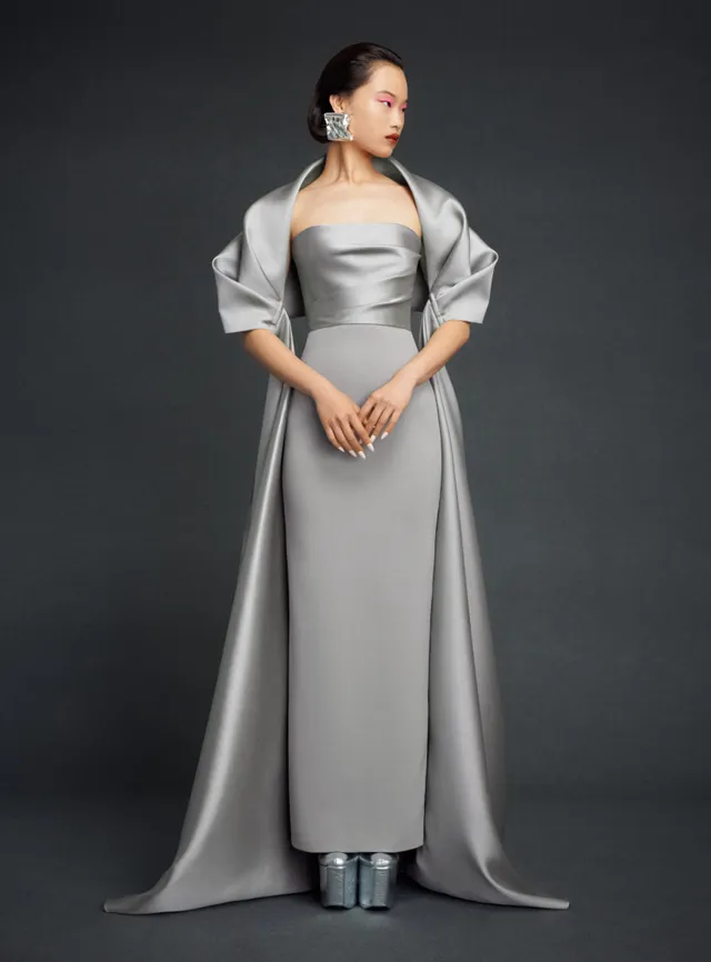 SOLACE LONDON Vera sukienka wieczorowa szara maxi