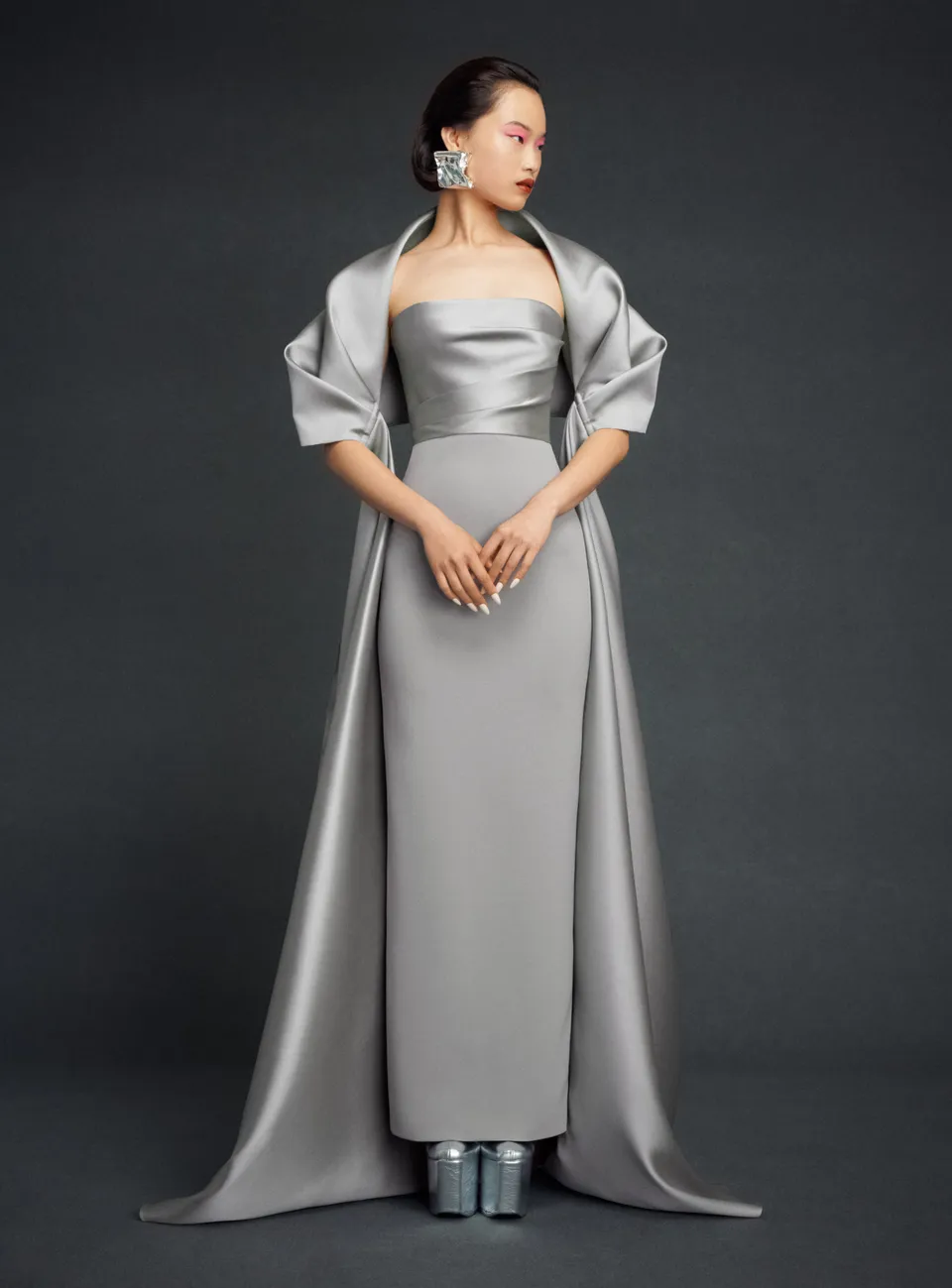 SOLACE LONDON Vera sukienka wieczorowa szara maxi