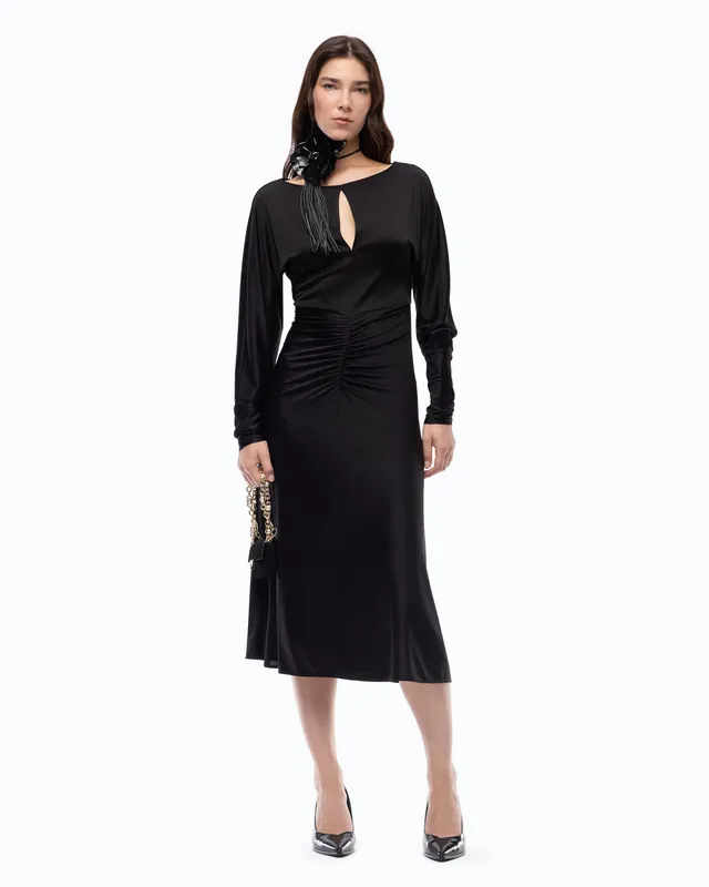 Pinko Lybra Dress sukienka midi czarna satyna