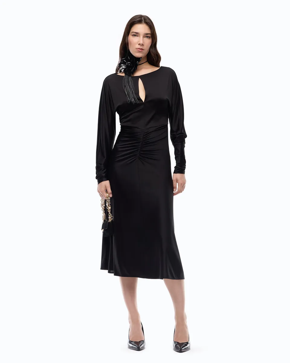 Pinko Lybra Dress sukienka midi czarna satyna