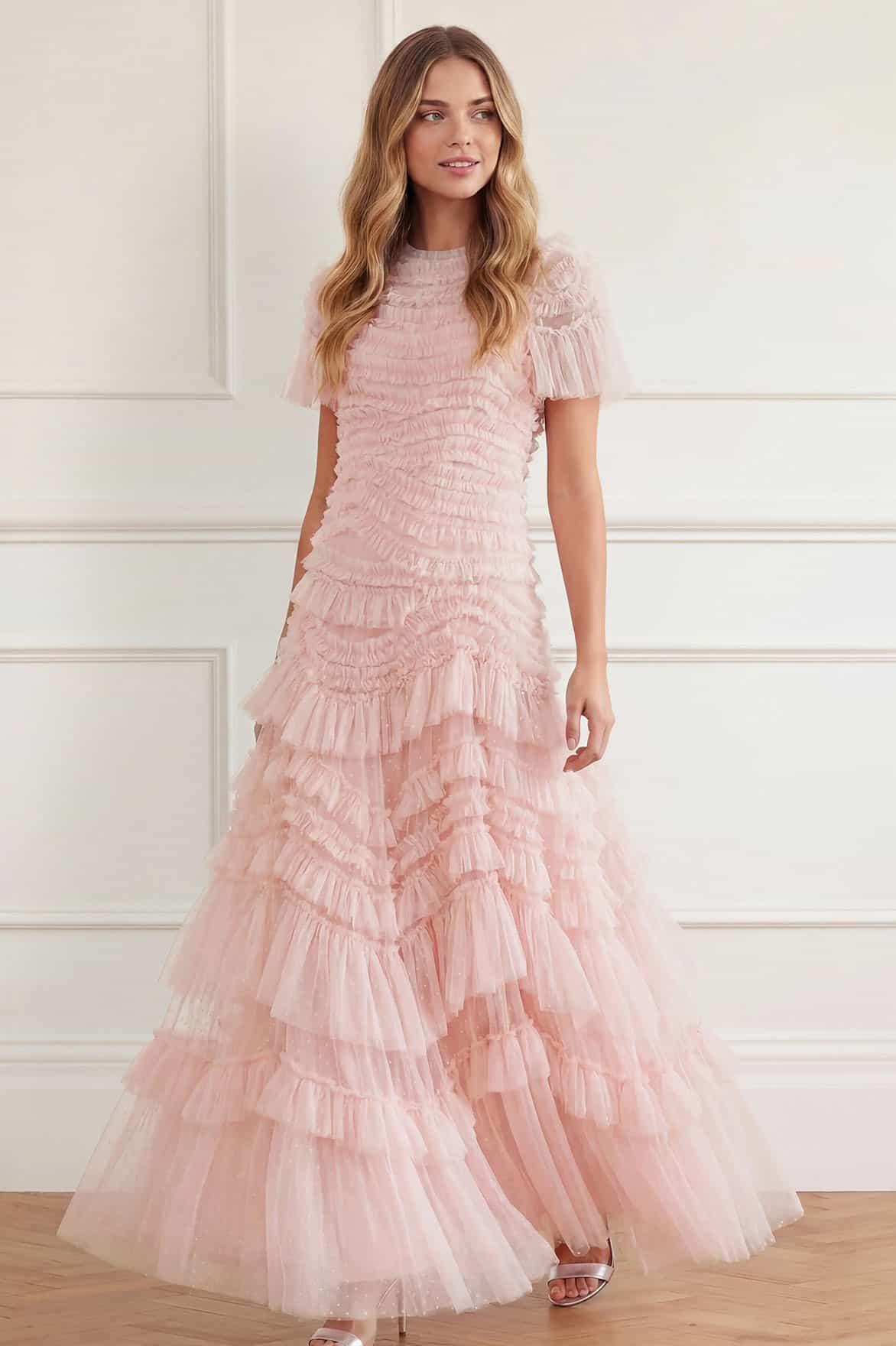 Needle & Thread Wild Rose Gown suknia różowa tiulowa