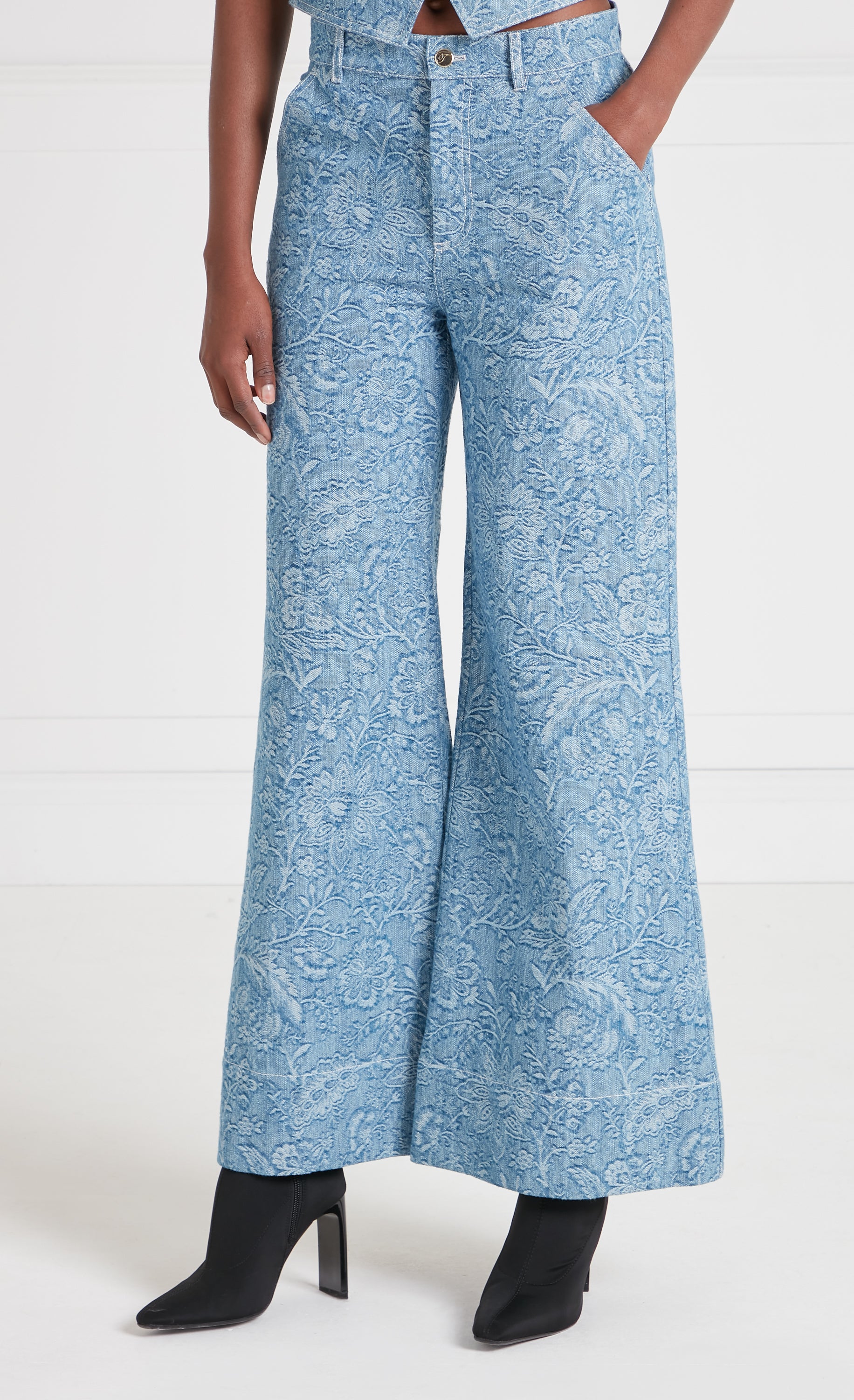 Temperley London Francis spodnie jeansowe niebieskie wide-leg