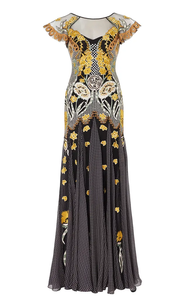Temperley London Remi sukienka wieczorowa czarna haftowana