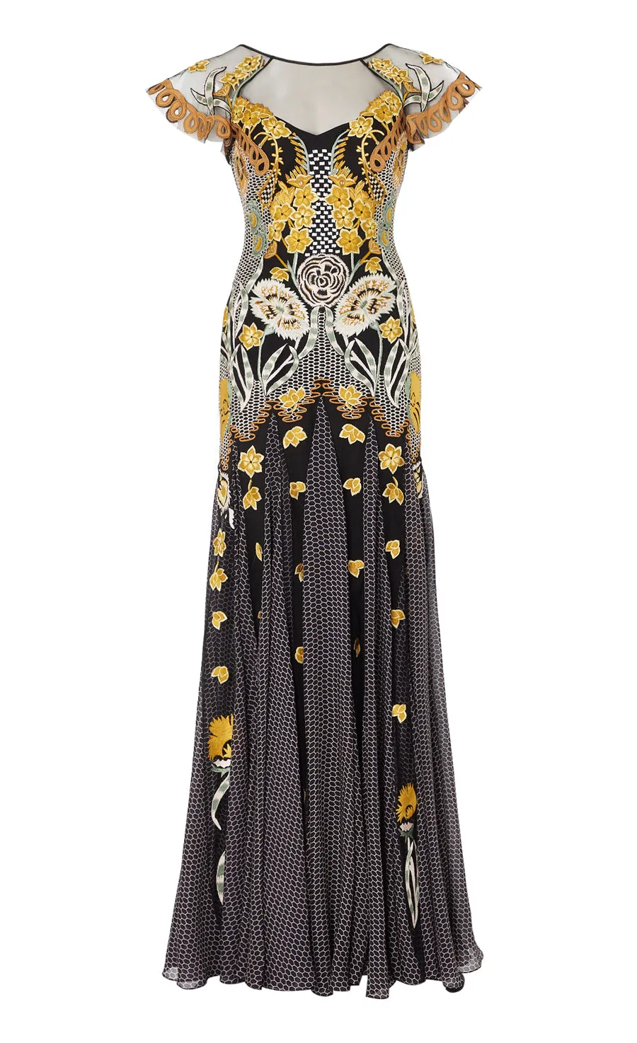 Temperley London Remi sukienka wieczorowa czarna haftowana