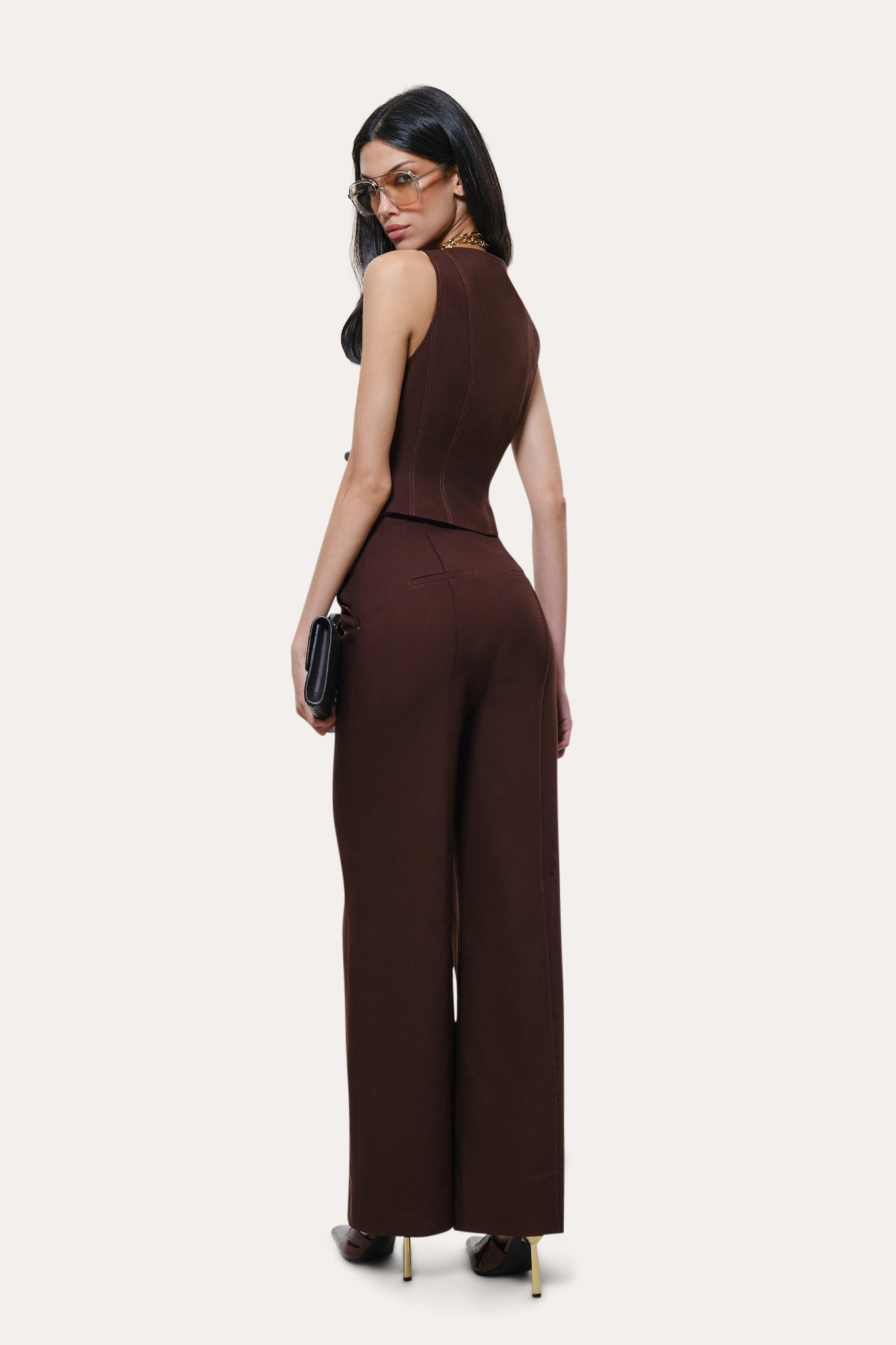 Elie Tahari Zoe E3019206 spodnie Port Wine flare