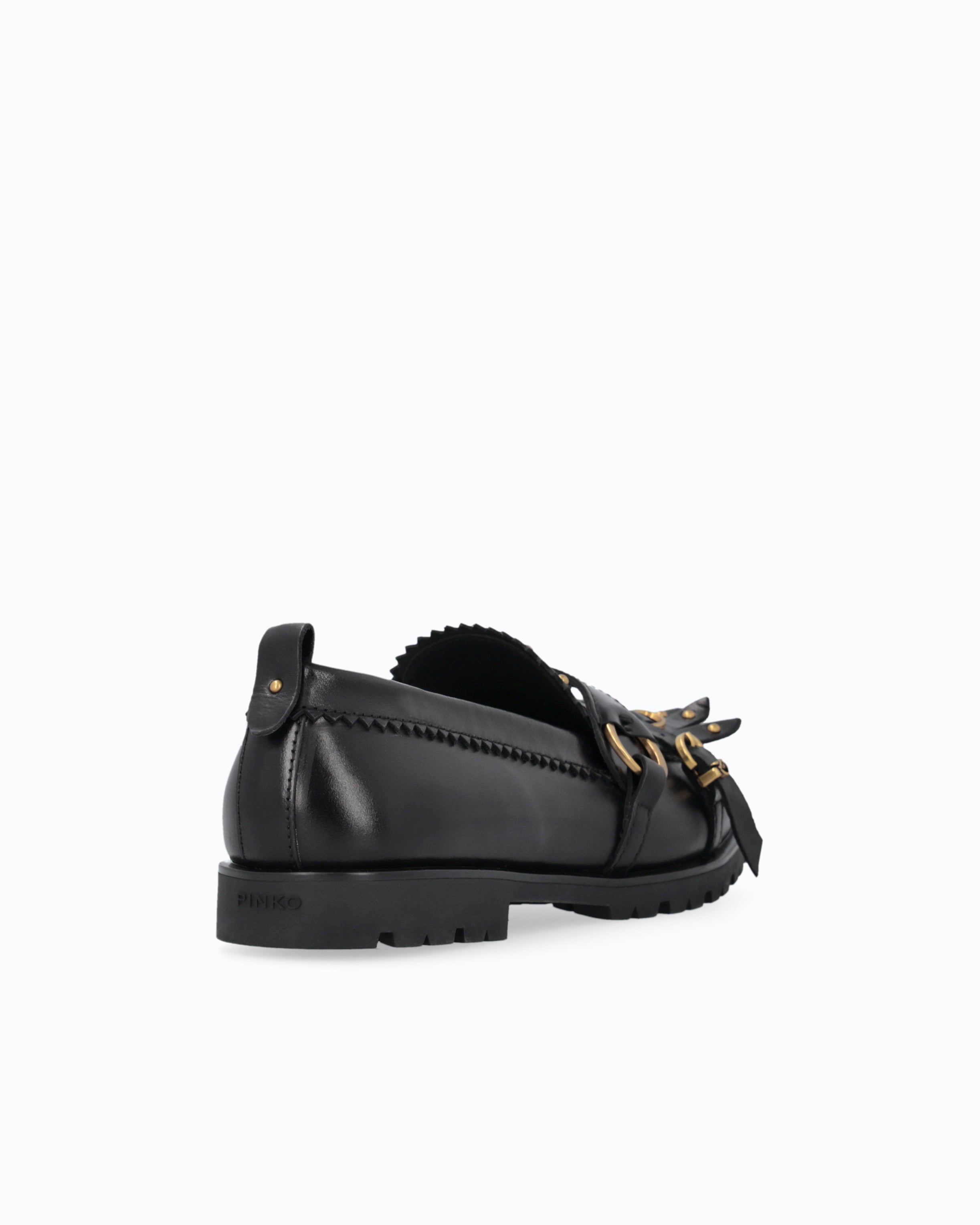Pinko Nora 08 Loafer mokasyny skórzane czarne