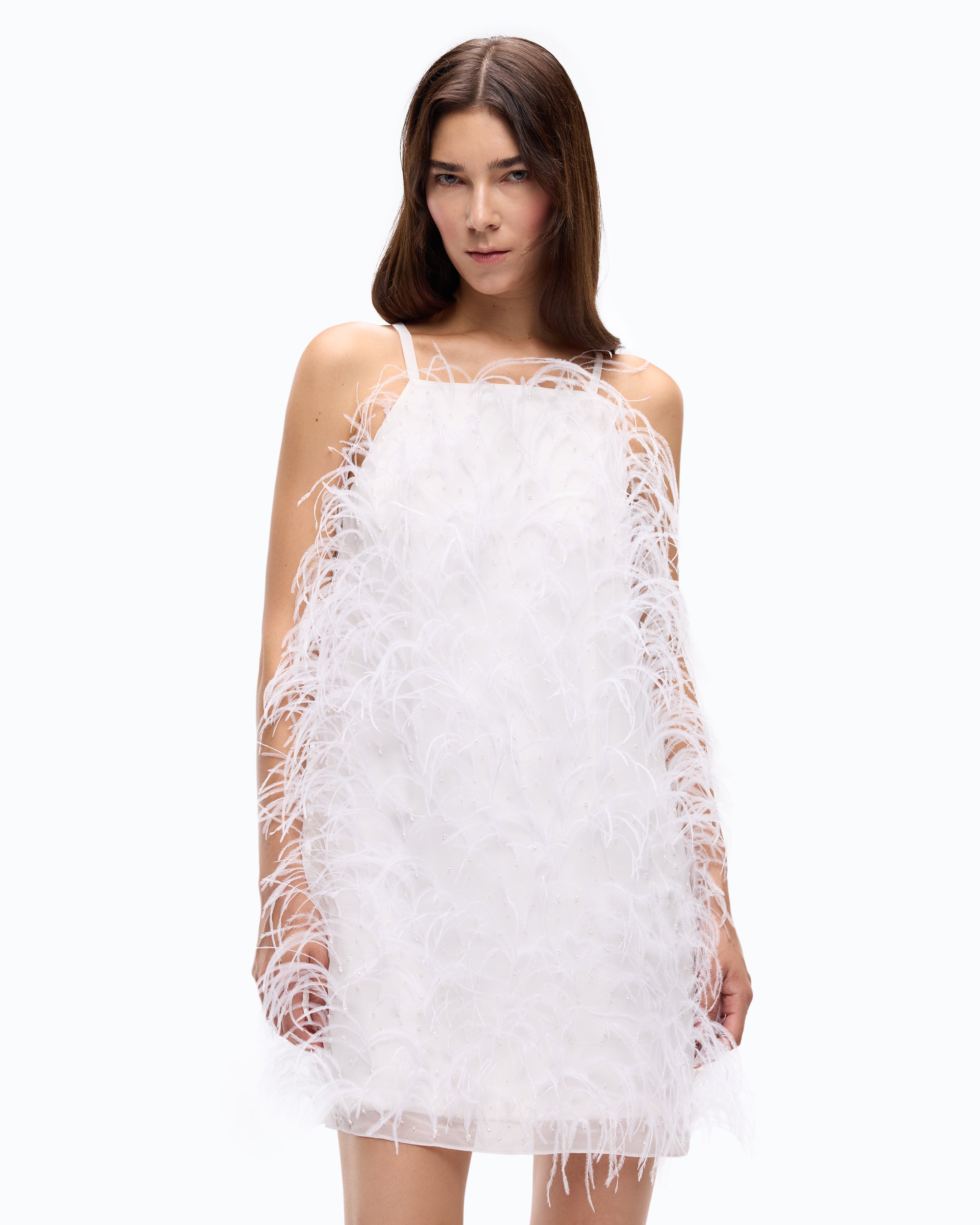 Pinko Piripicchio Dress sukienka koktajlowa piórka