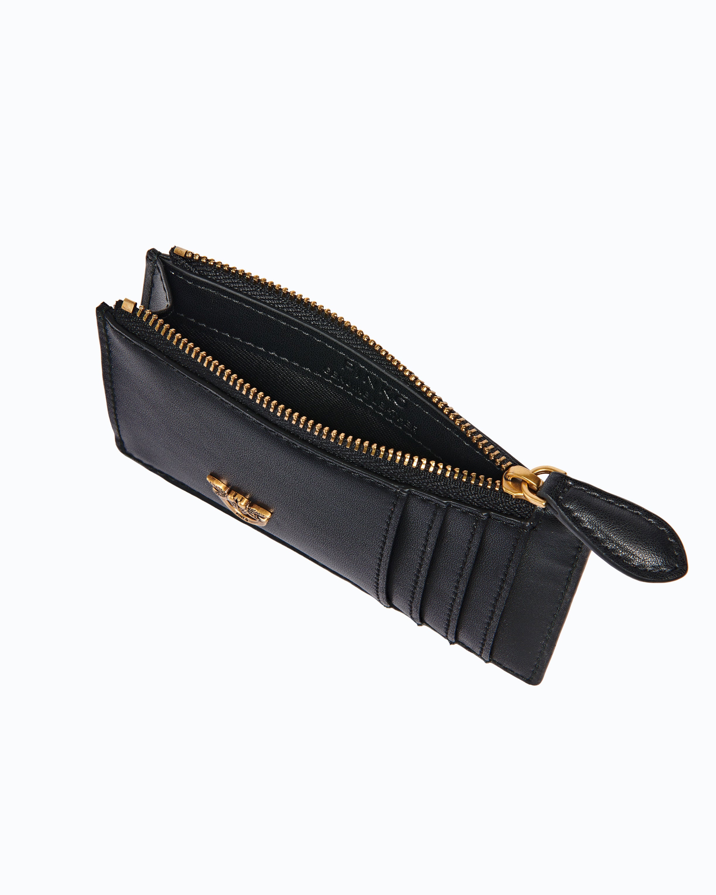 Pinko Zipped Card Holder etui czarne skóra