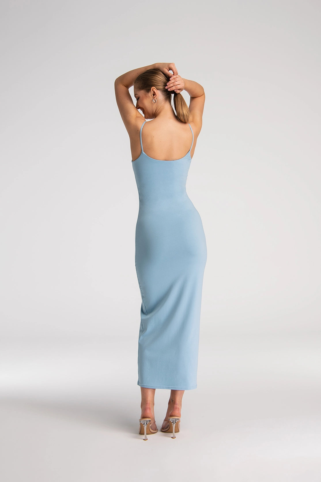 Nudyess Soleil sukienka maxi Baby Blue bawełniana