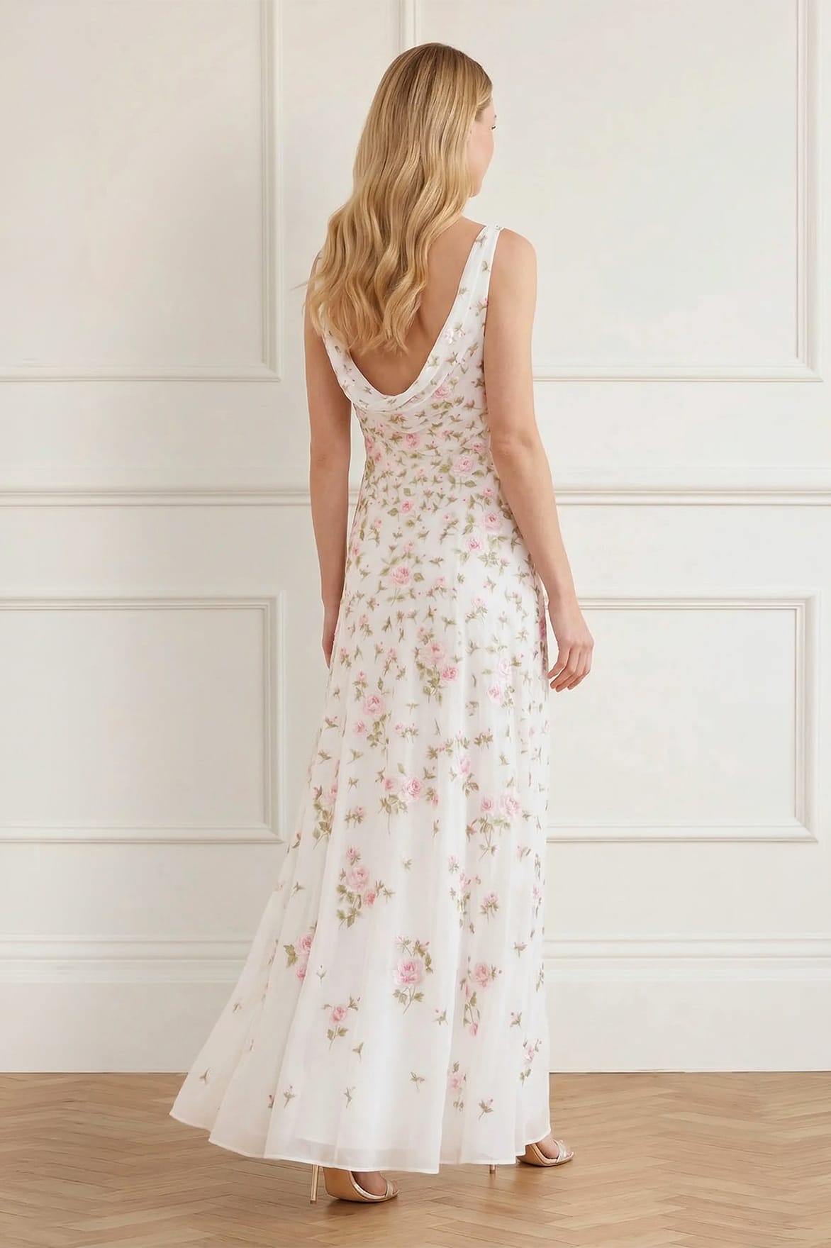 Needle & Thread Rose Bloom Georgette Gown suknia biała