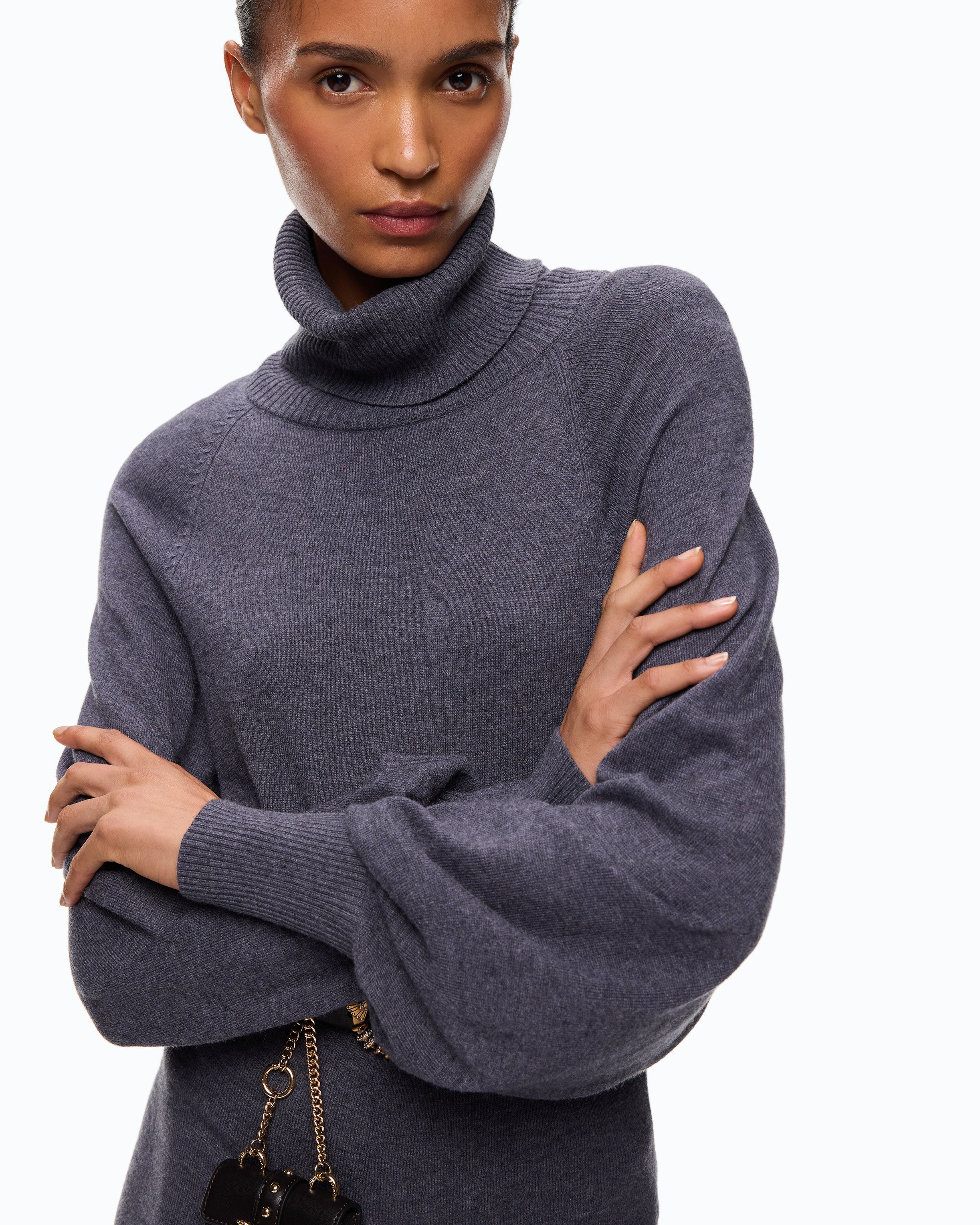 Pinko Nantes sukienka midi szara wełna golf XXS-L