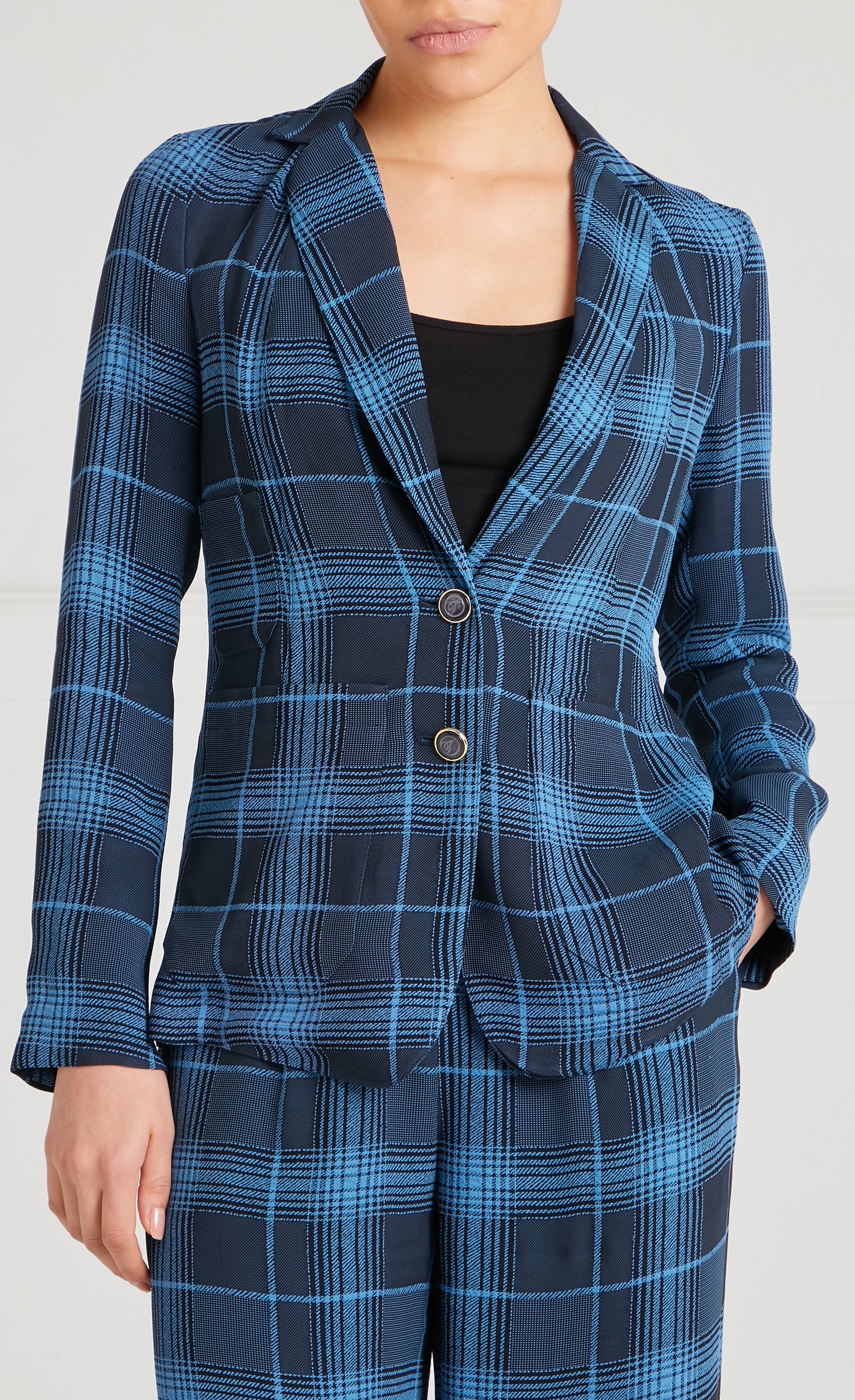 Temperley London Plath Jacket żakiet granatowy w kratę