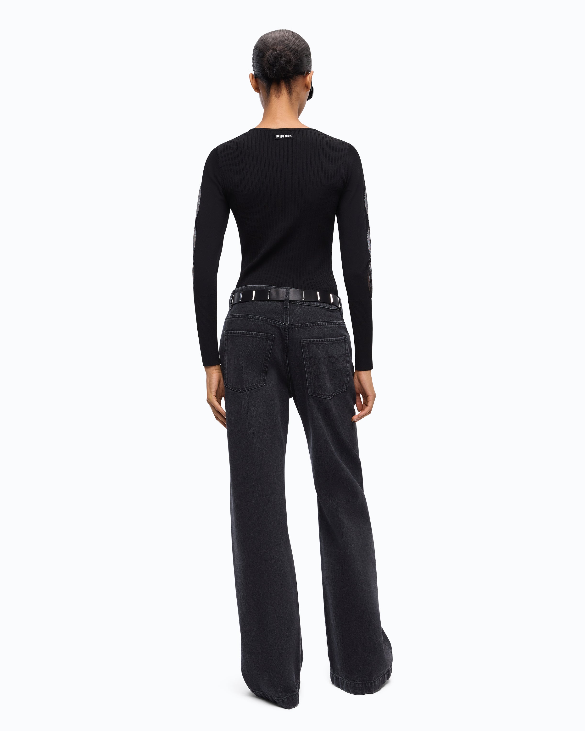Pinko Antibes sweter czarny z wycięciami