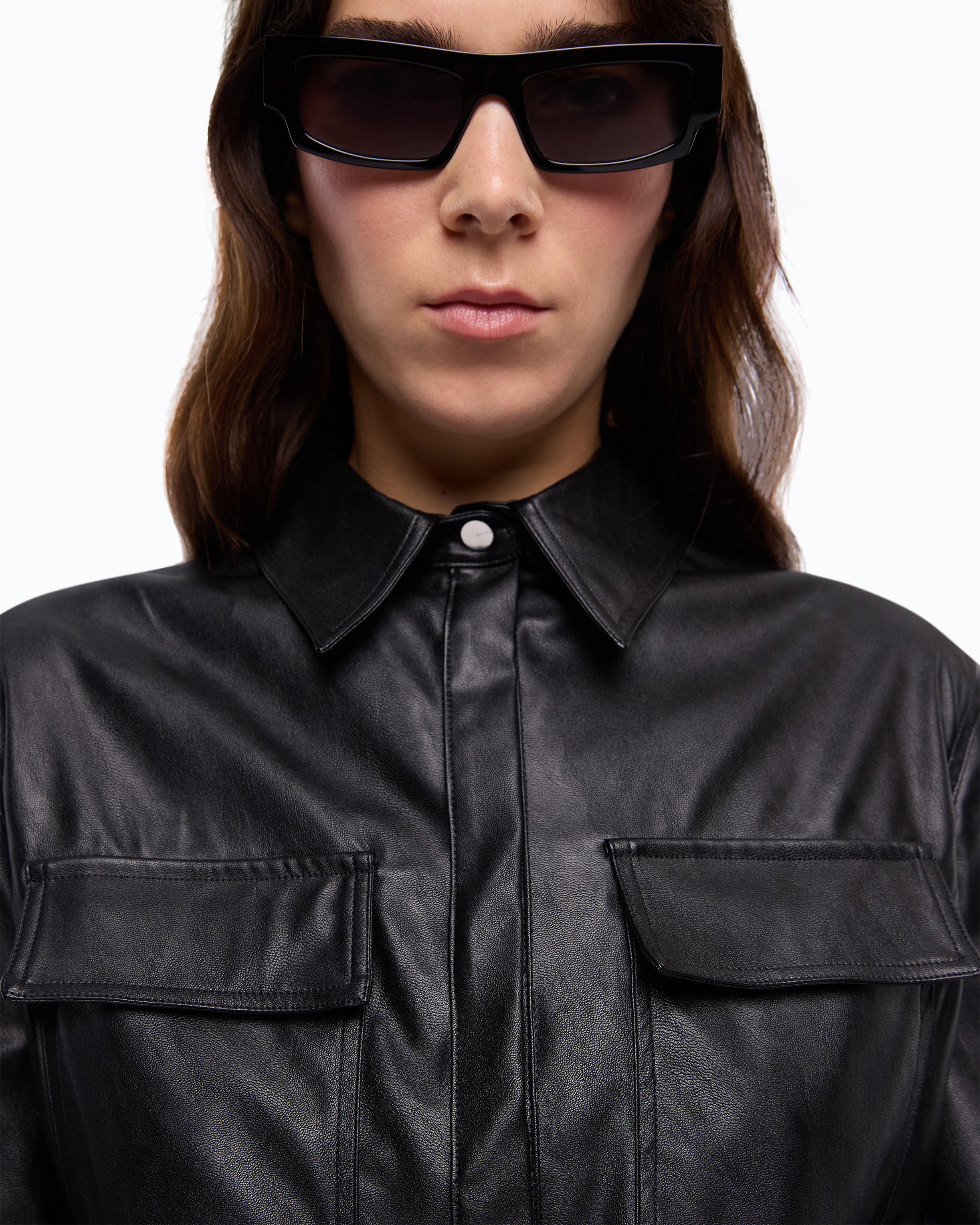 Pinko Cambria Shirt koszula skórzana czarna
