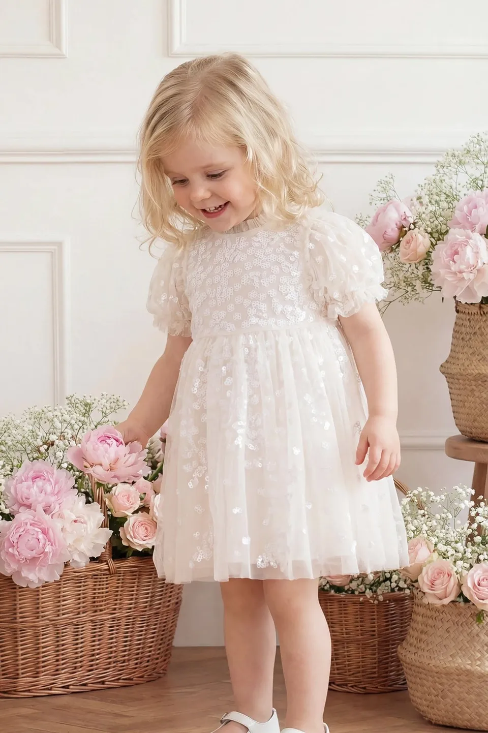 Needle & Thread Confetti Baby Dress sukienka Cream tiul