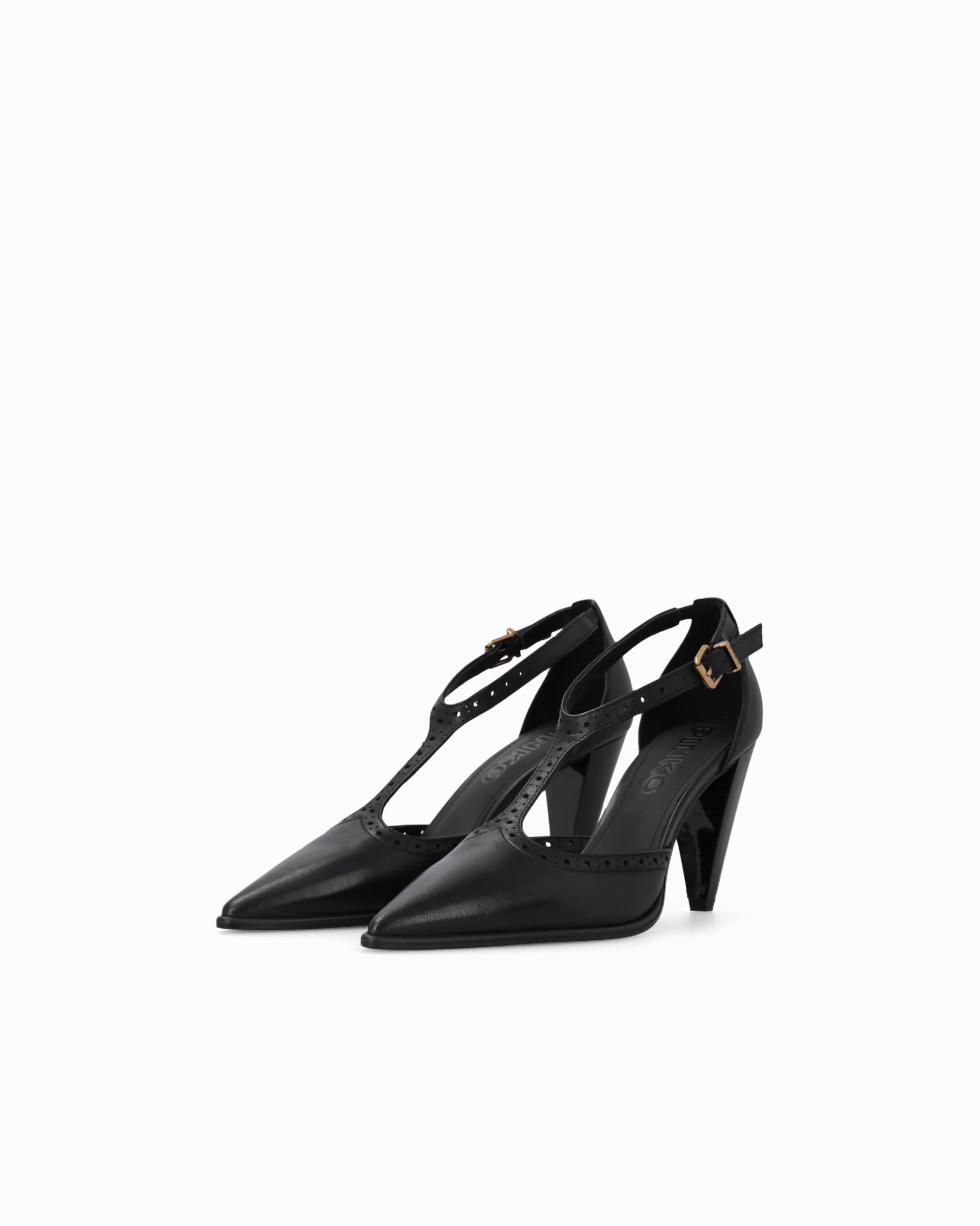 Pinko Vane 05 T-Strap czółenka czarne skóra