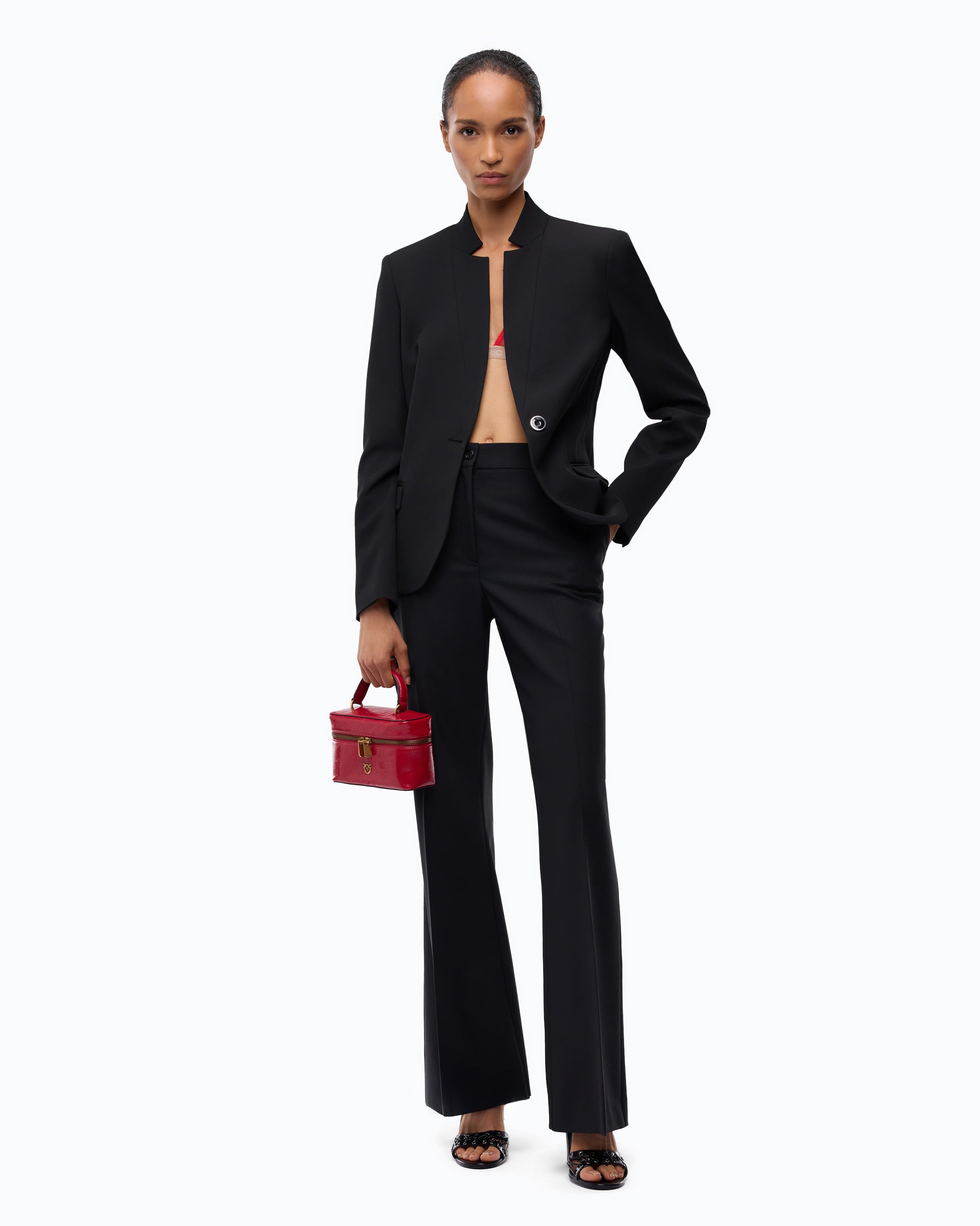 Pinko żakiet slim fit czarny jednorzędowy blazer