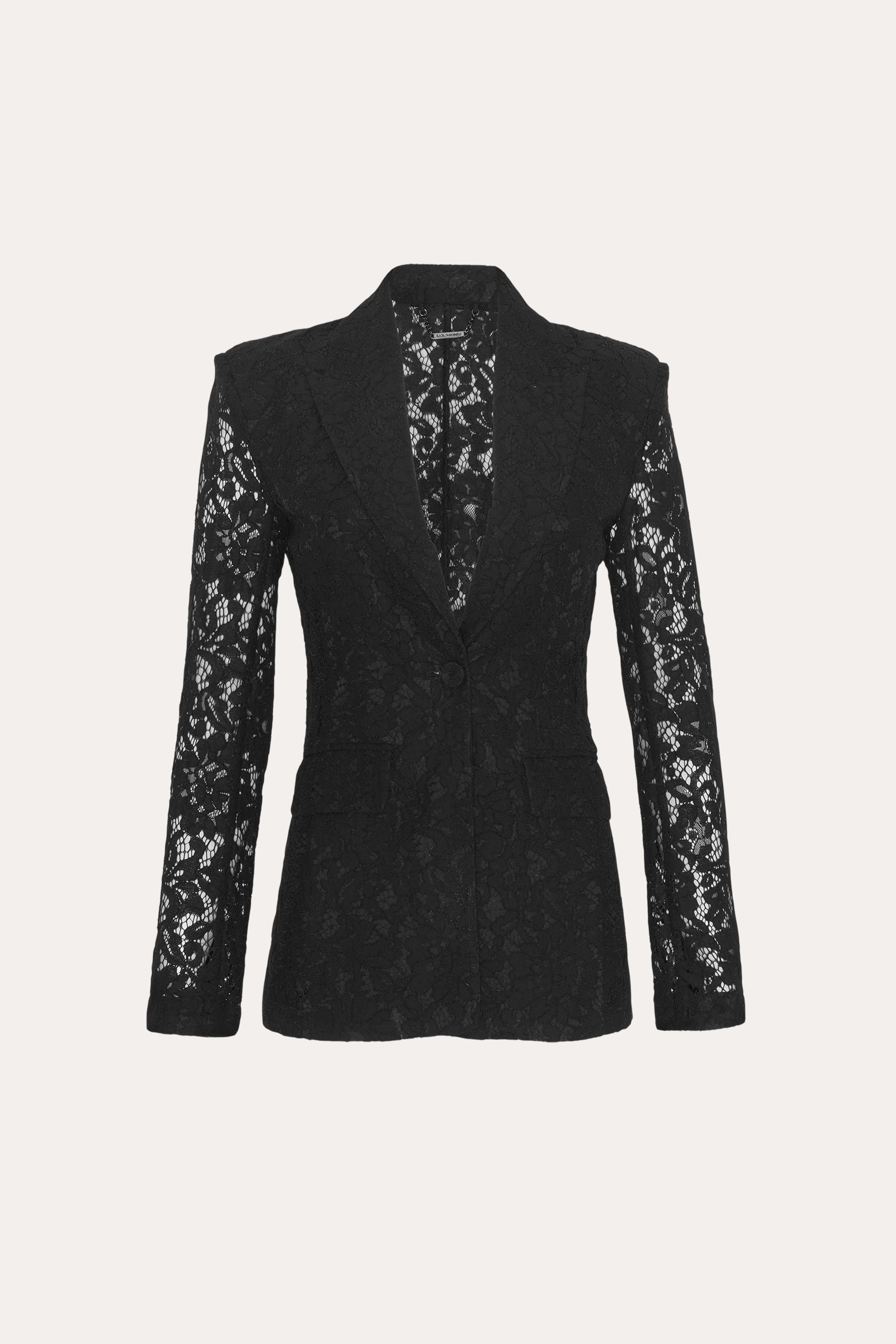 Elie Tahari Fleur Lace Blazer marynarka czarna koronka