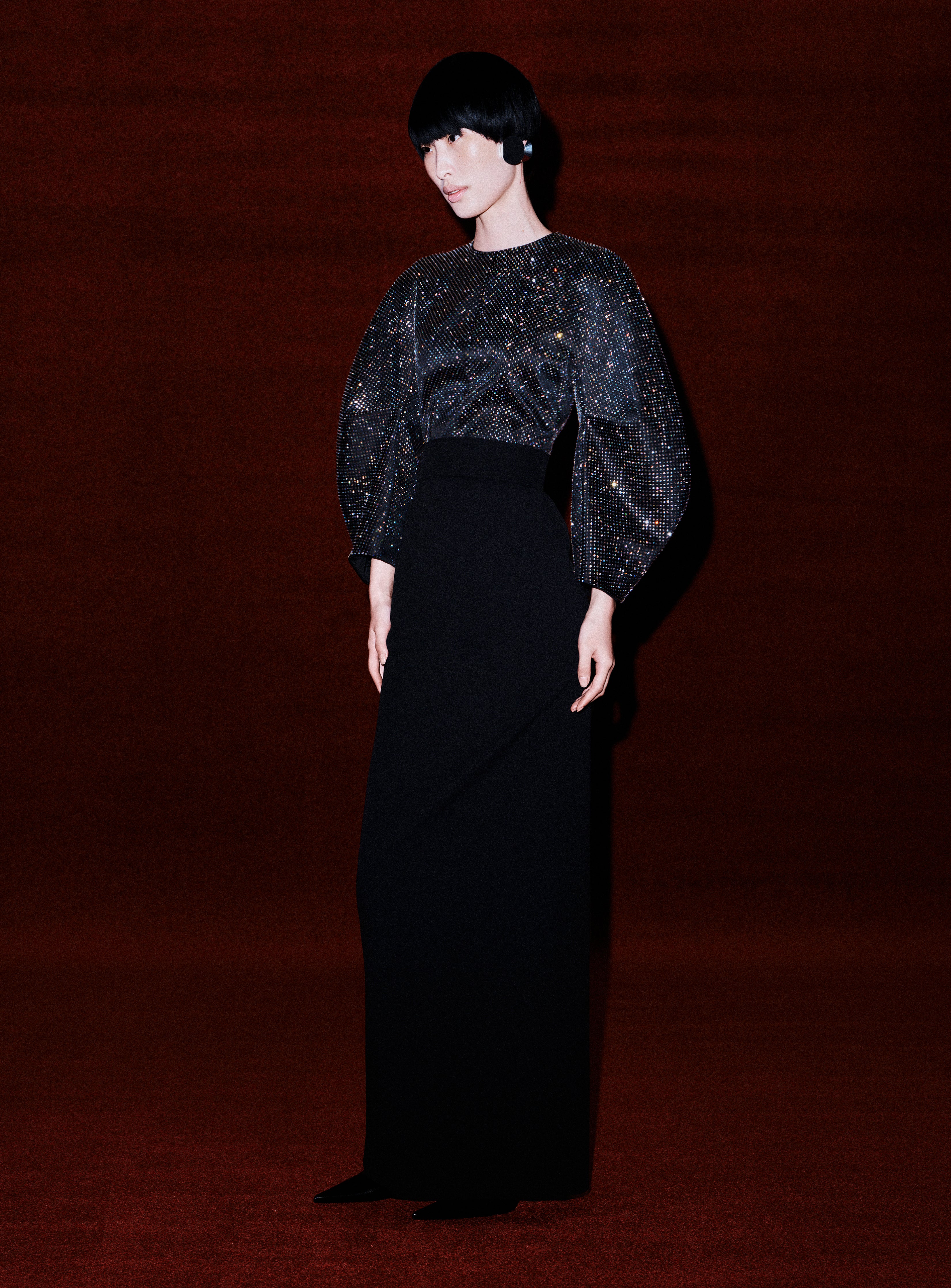 Solace London Denevue sukienka maxi Black kryształki