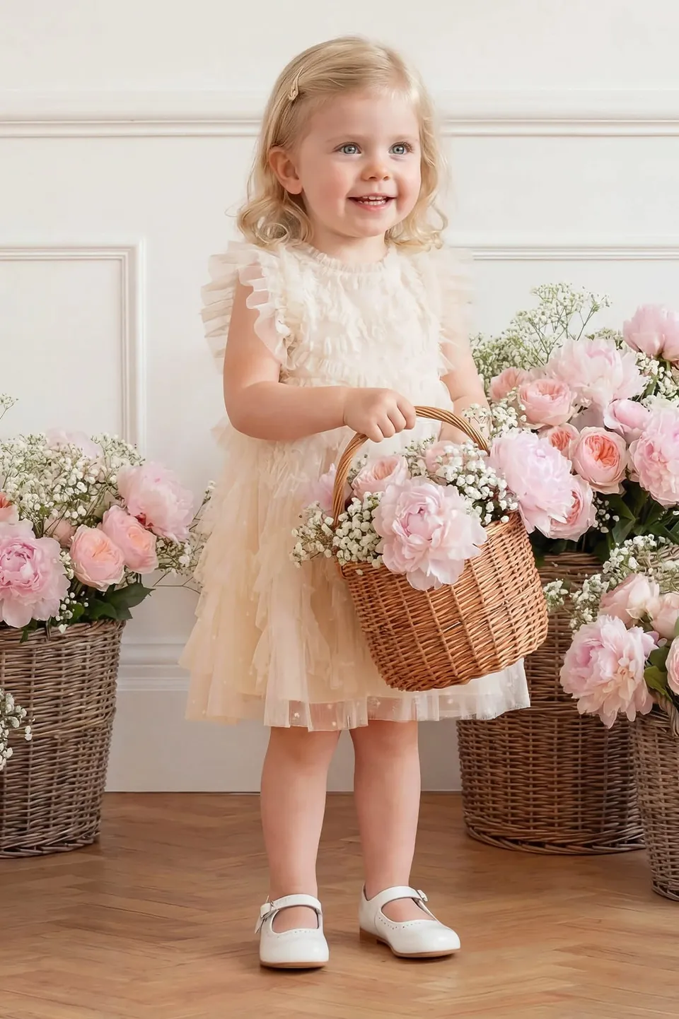 Needle & Thread Genevieve Baby Dress sukienka niemowlęca kremowa