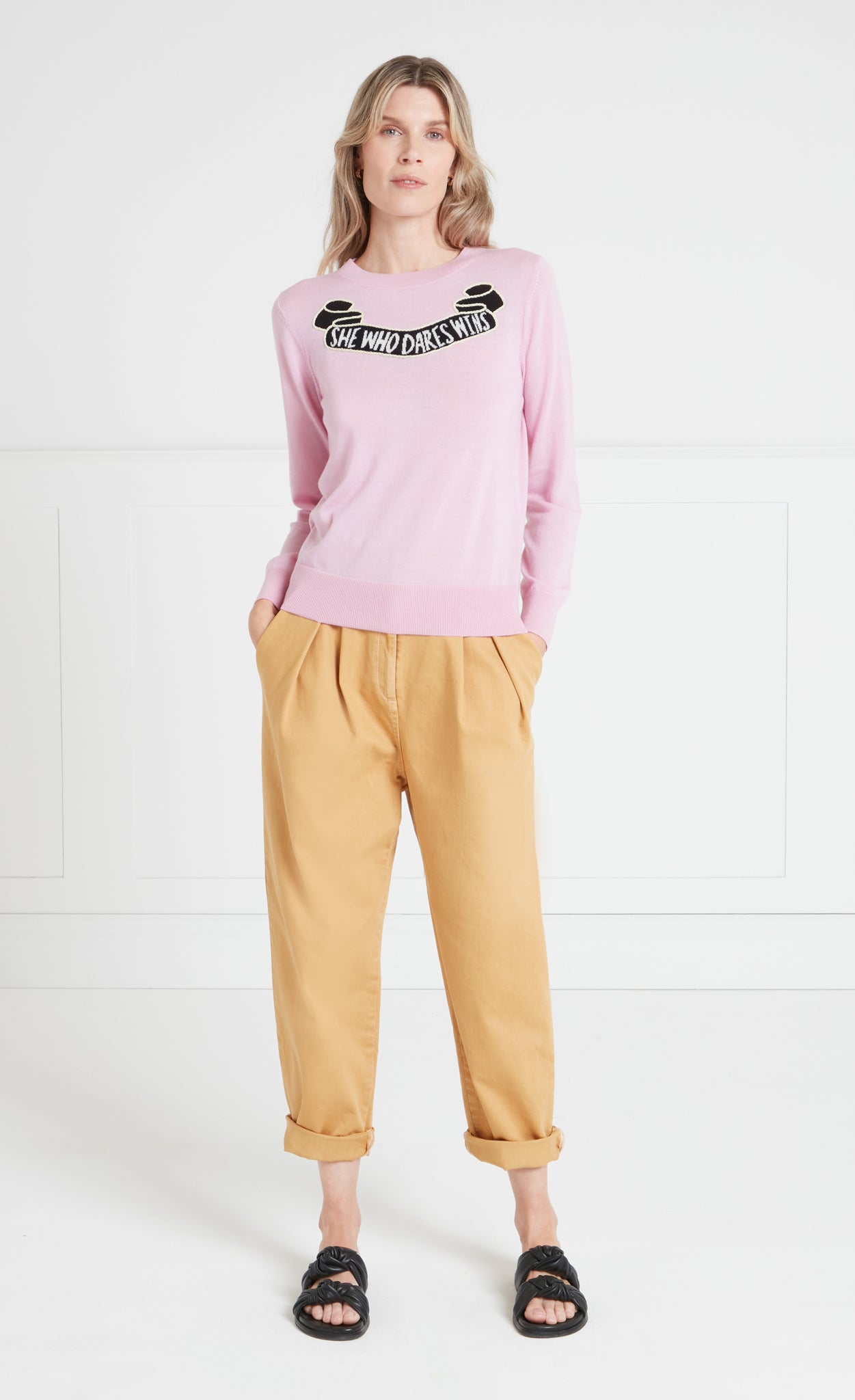 Temperley London She Who Dares sweter merino różowy