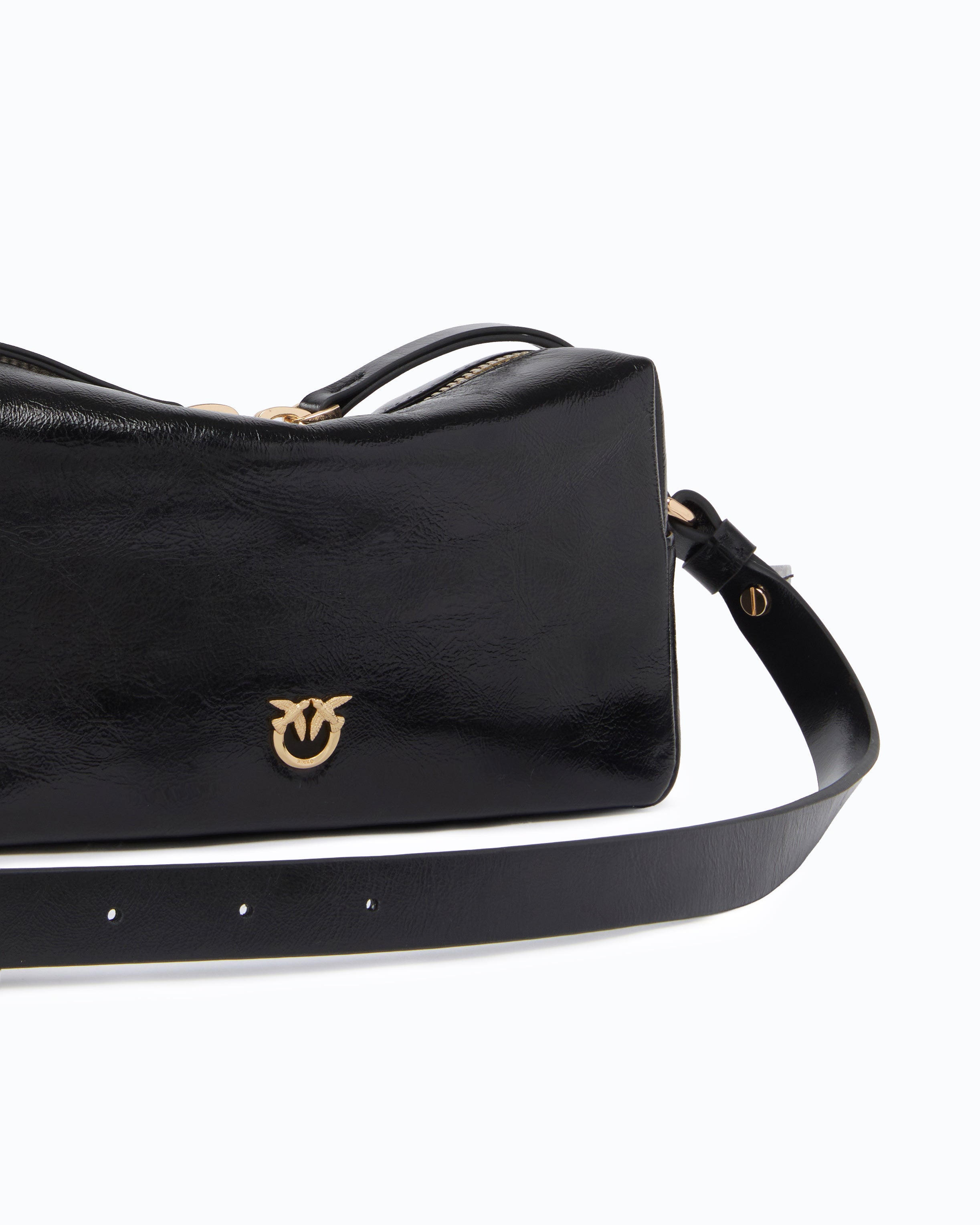 Pinko Triptych Bowling Bag MN torebka skórzana błyszcząca U