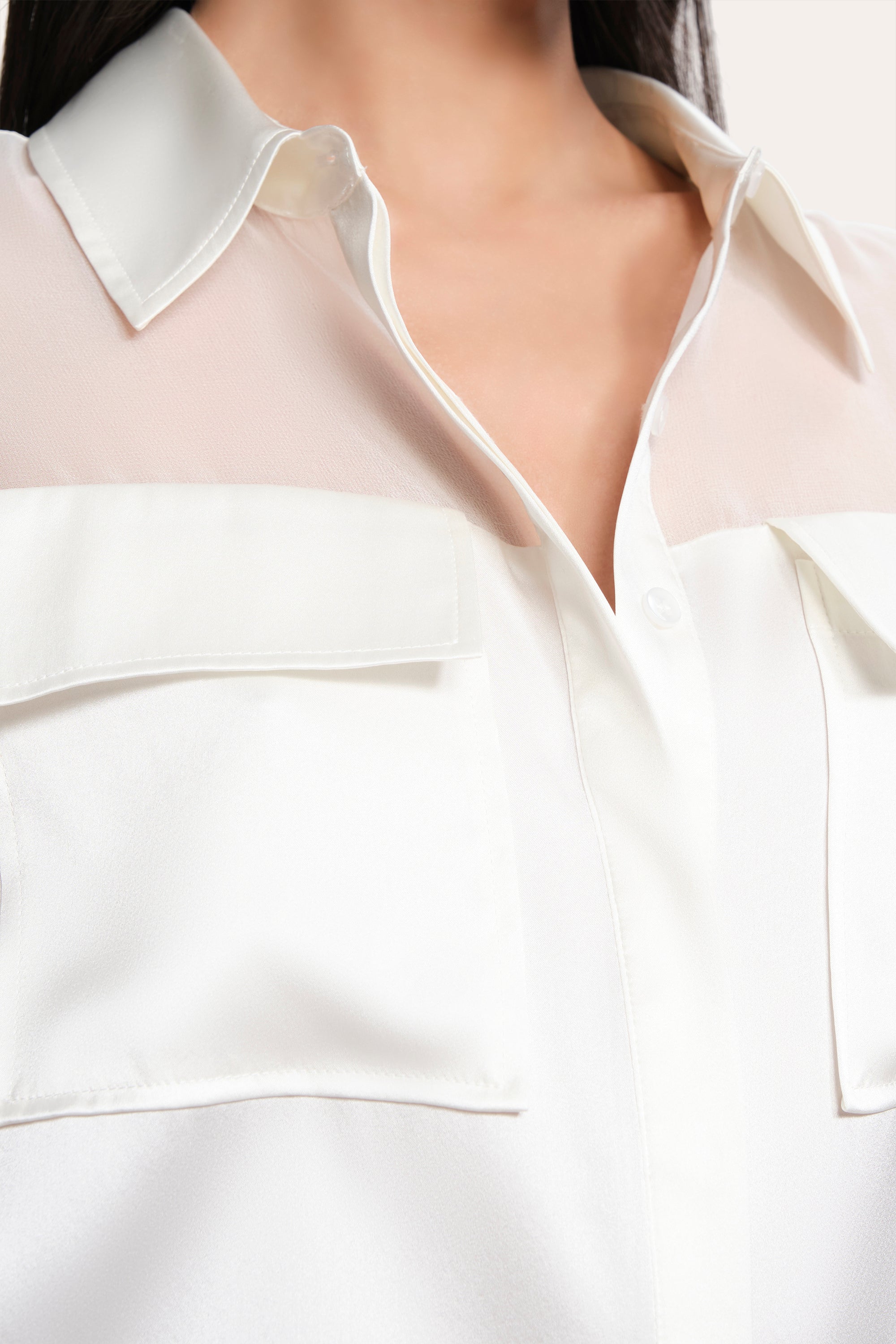 Elie Tahari Bia Silk Blouse bluzka perłowa jedwabna