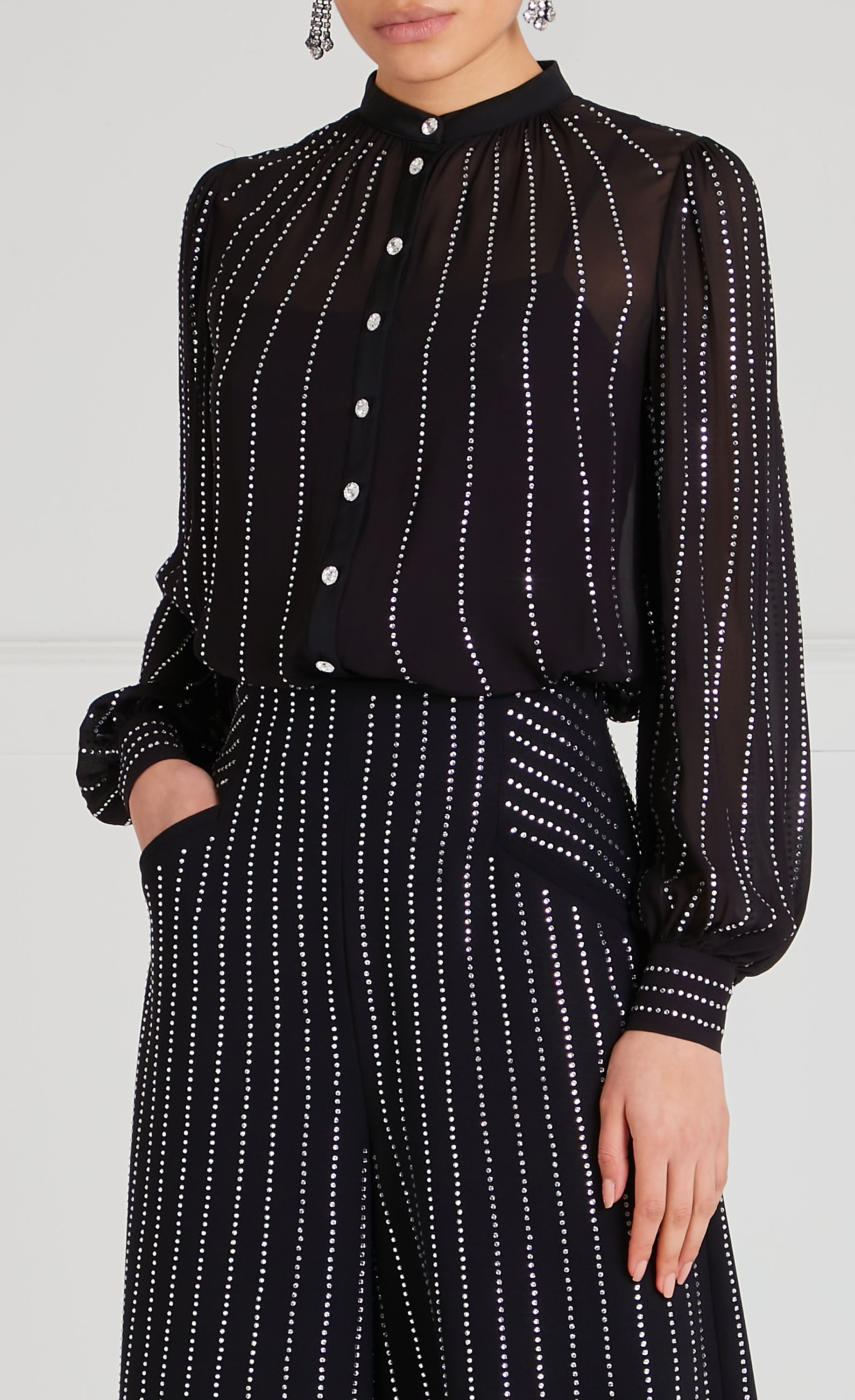 Temperley London Villanelle koszula czarna z cyrkoniami