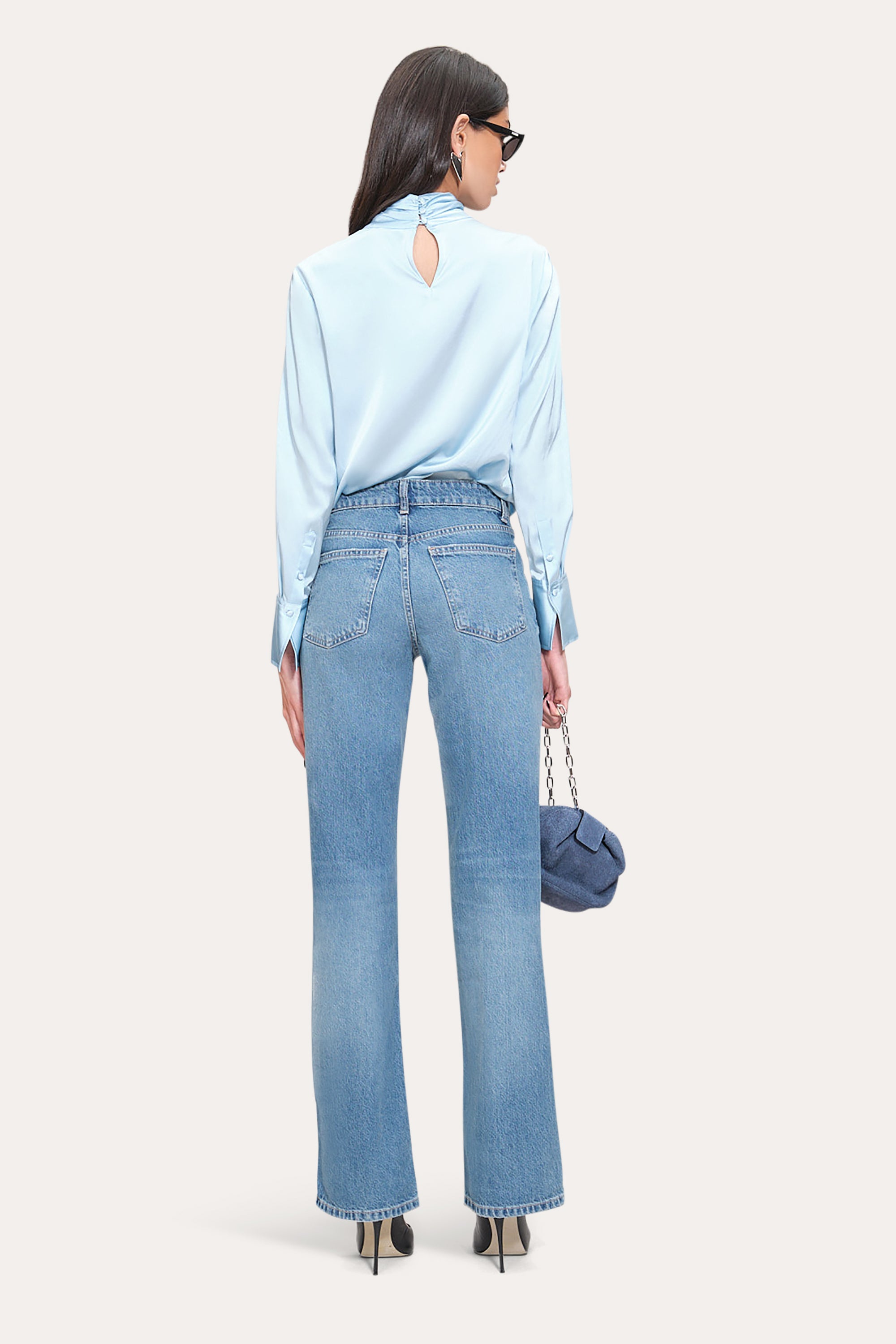 Elie Tahari Silk Twist koszula jedwabna Crystal Blue