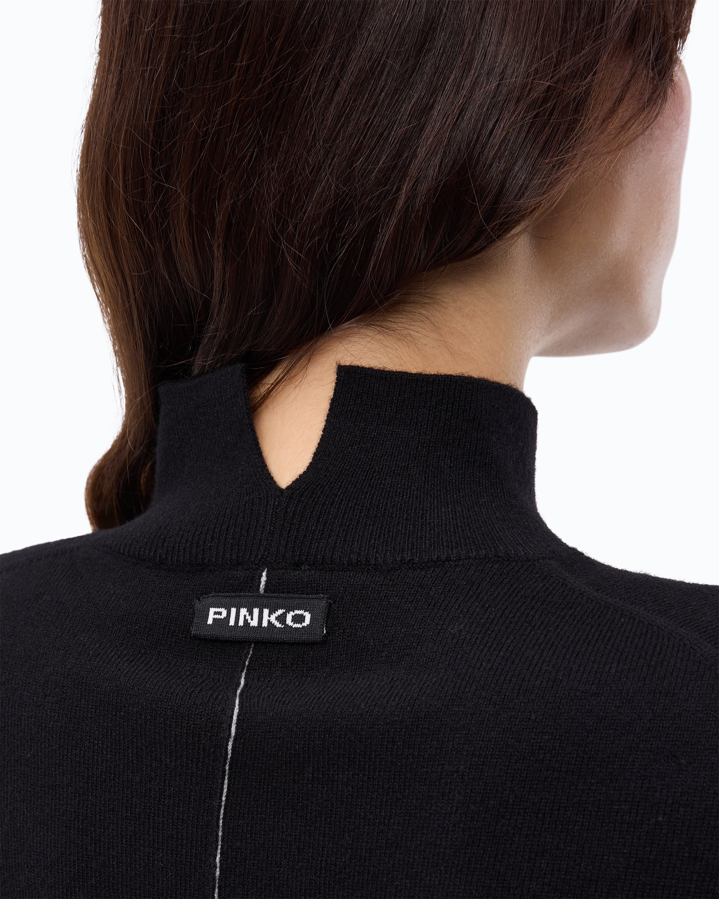 Pinko Nizza Sweater sweter czarny z golfem wełna kaszmir
