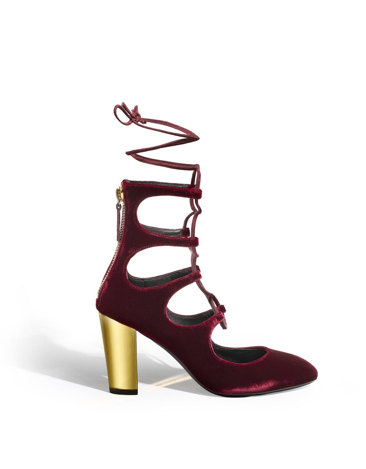 Temperley London Siren botki welurowe Burgundy
