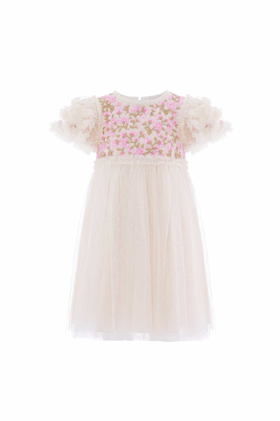 Needle & Thread Posy Bodice Kids Dress sukienka kremowa haft