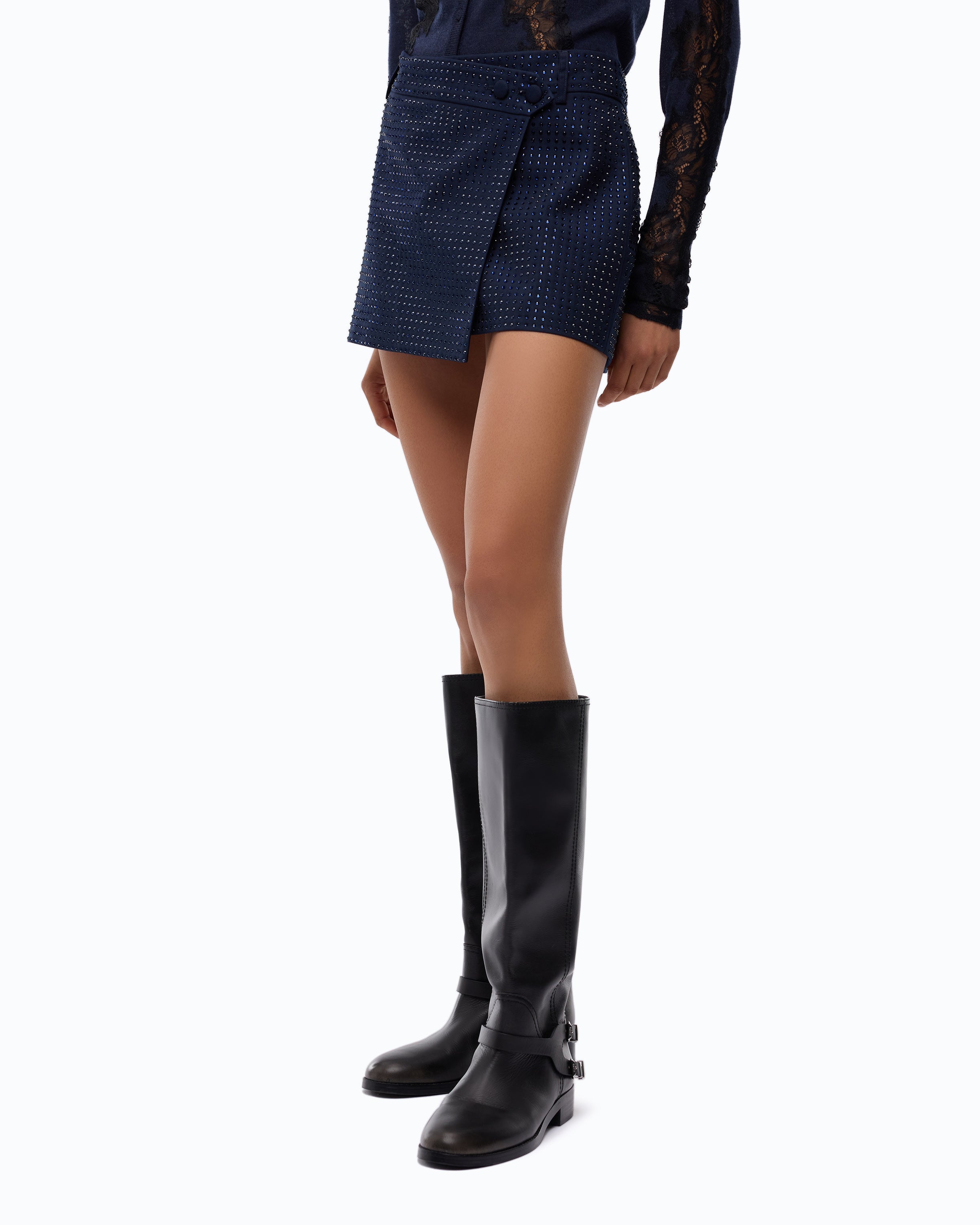 Pinko Soave Skirt spódnica mini kopertowa kryształki