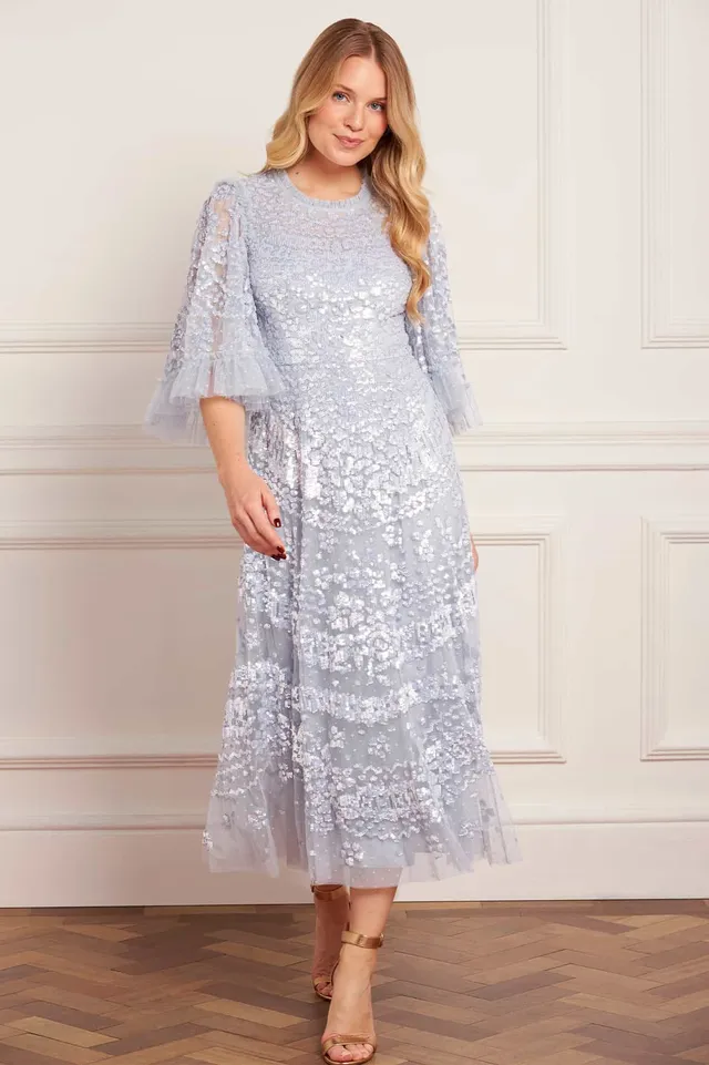 Needle & Thread Anais Sequin Ballerina sukienka Blue cekiny