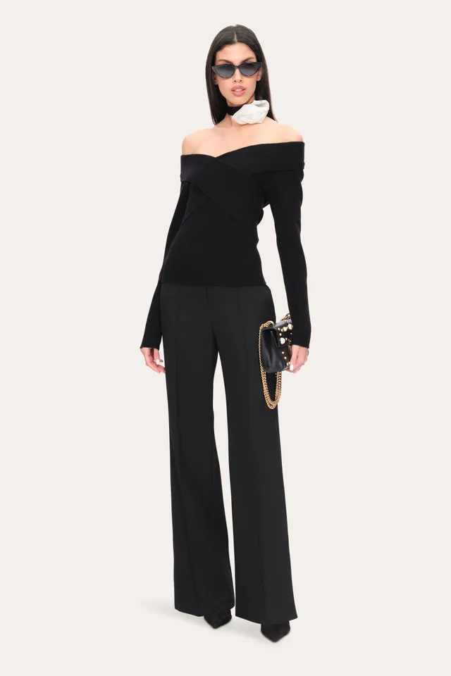 Elie Tahari E954X514 sweter czarny kaszmirowy