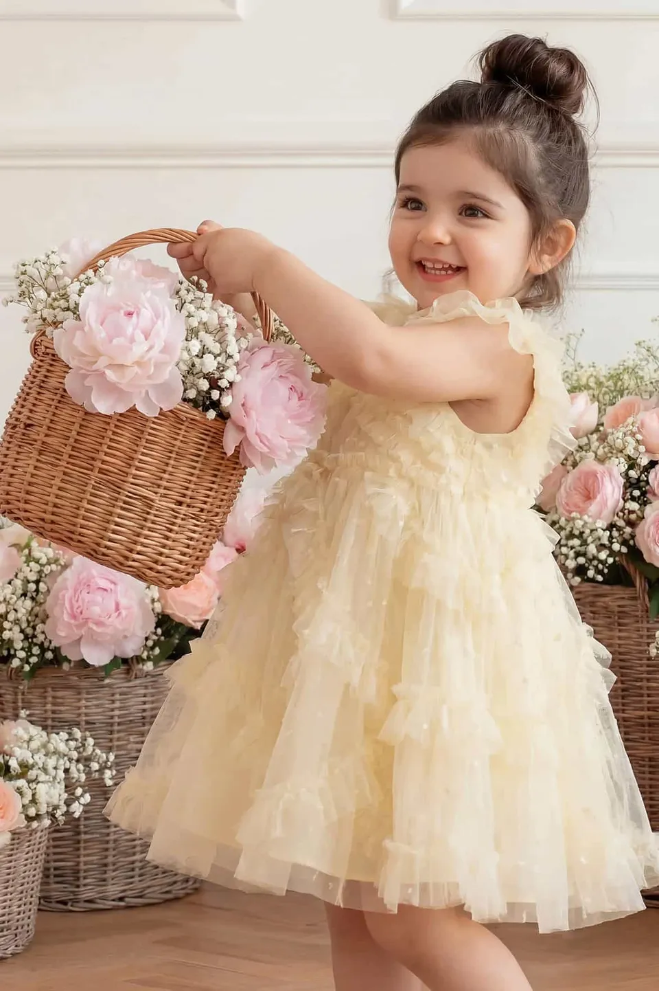 Needle & Thread Genevieve Baby Dress sukienka żółta 2-częściowa