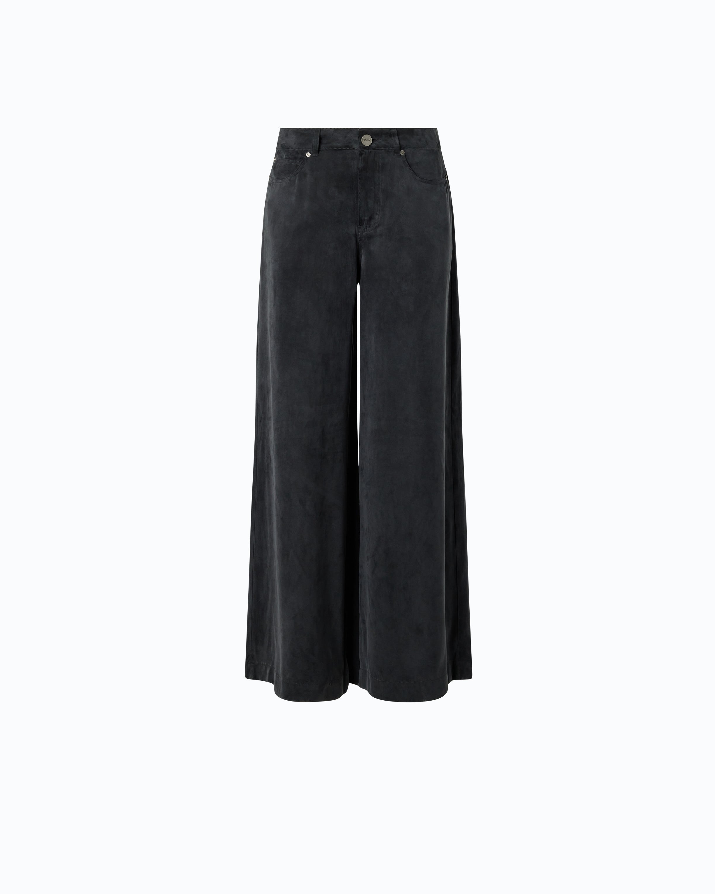 Pinko Porta Pants spodnie palazzo czarne welurowe