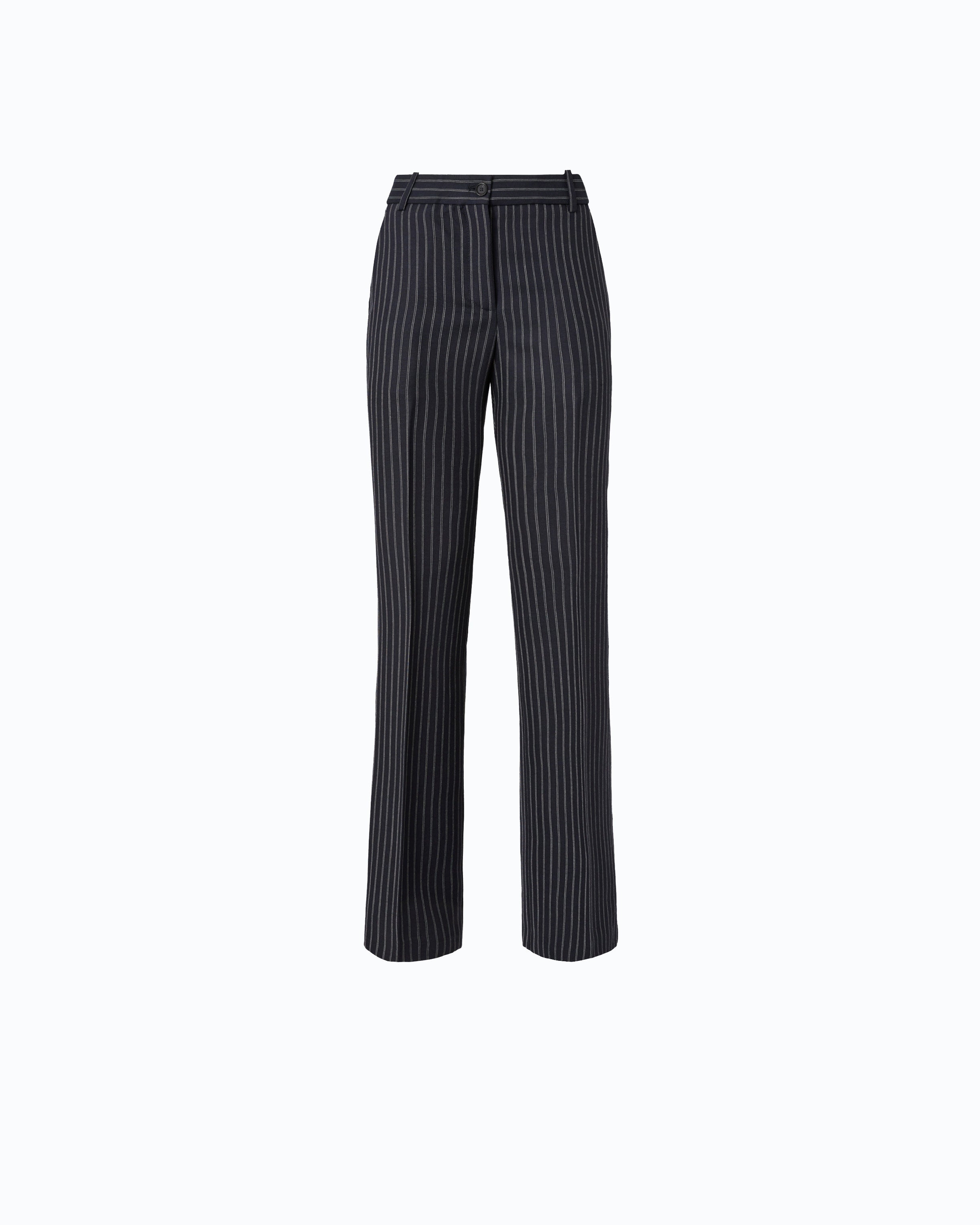 Pinko Porto Pants spodnie wełniane prążek niebieskie