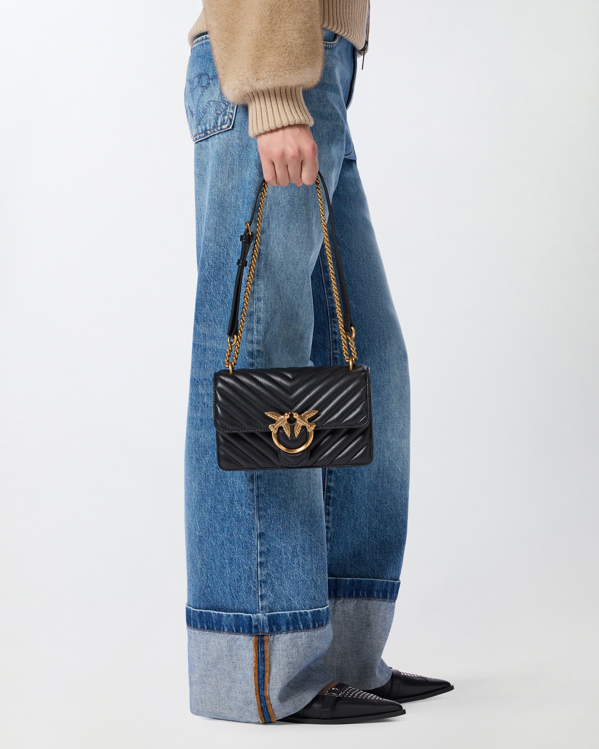 Pinko Love One Mini torebka czarna chevron