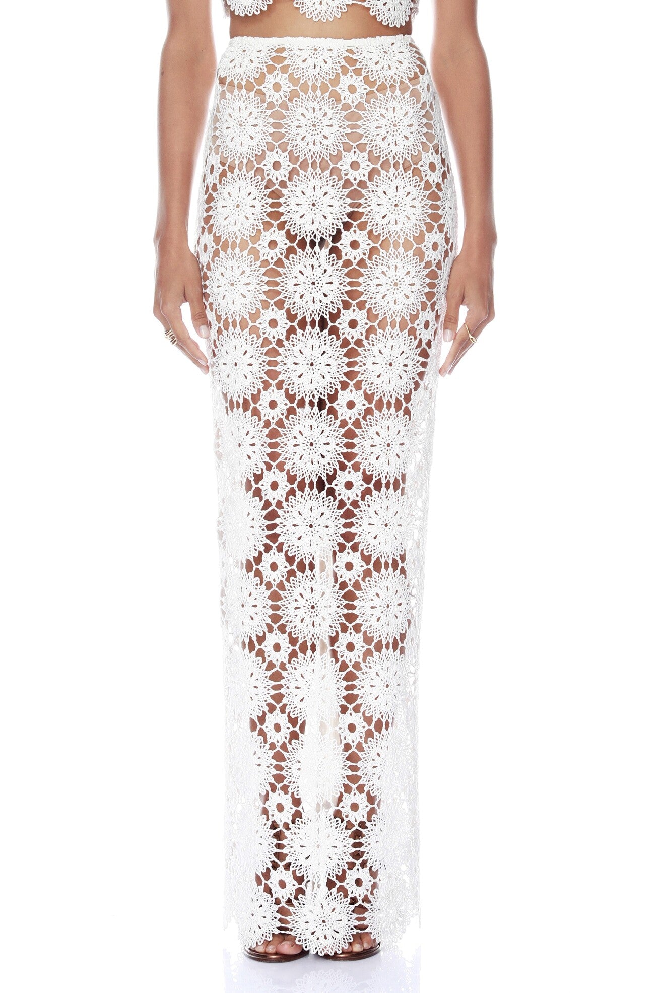 Bronx and Banco Crochet Maxi spódnica szydełkowa z frędzlami