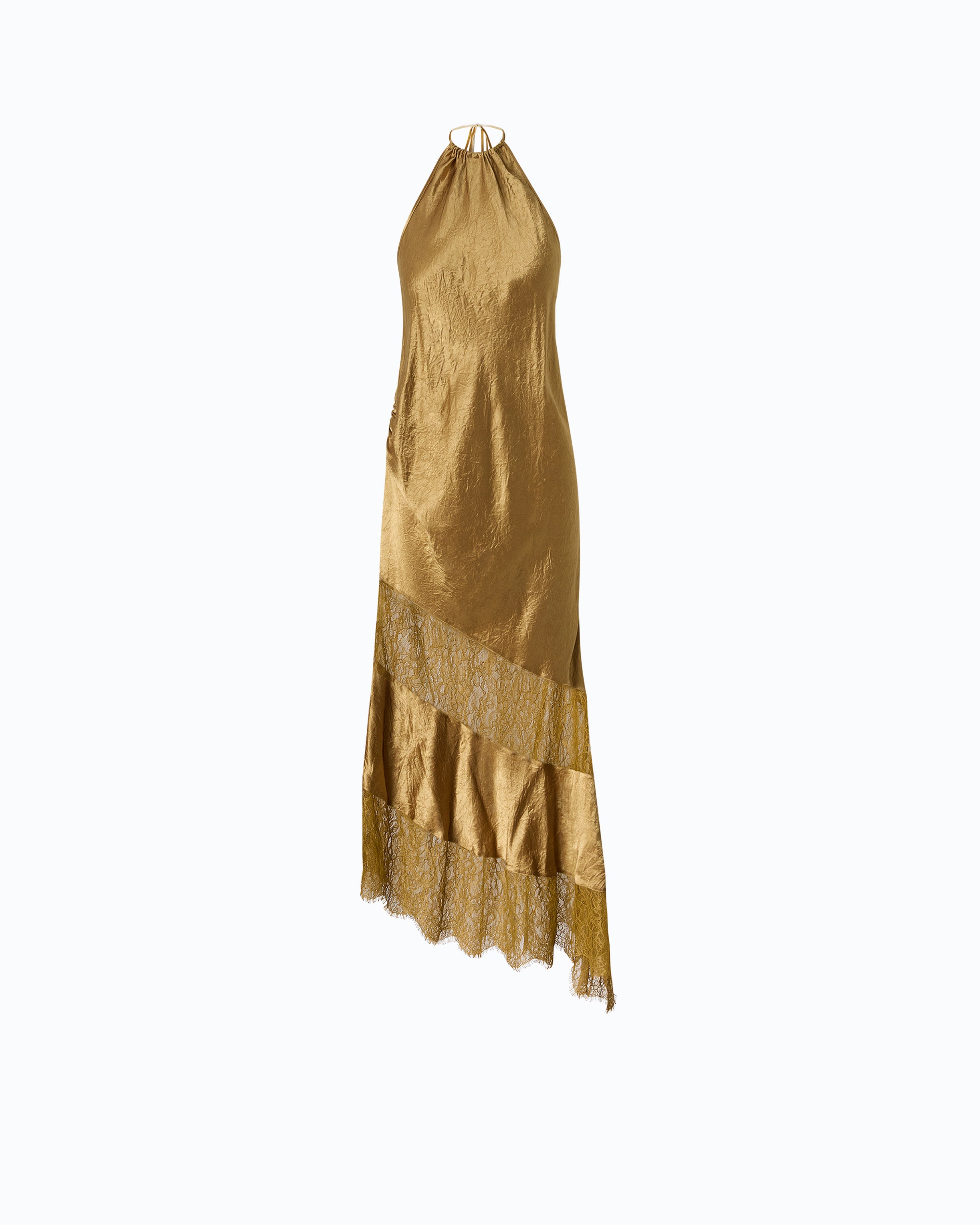 Pinko Forester Dress sukienka midi żółta satyna