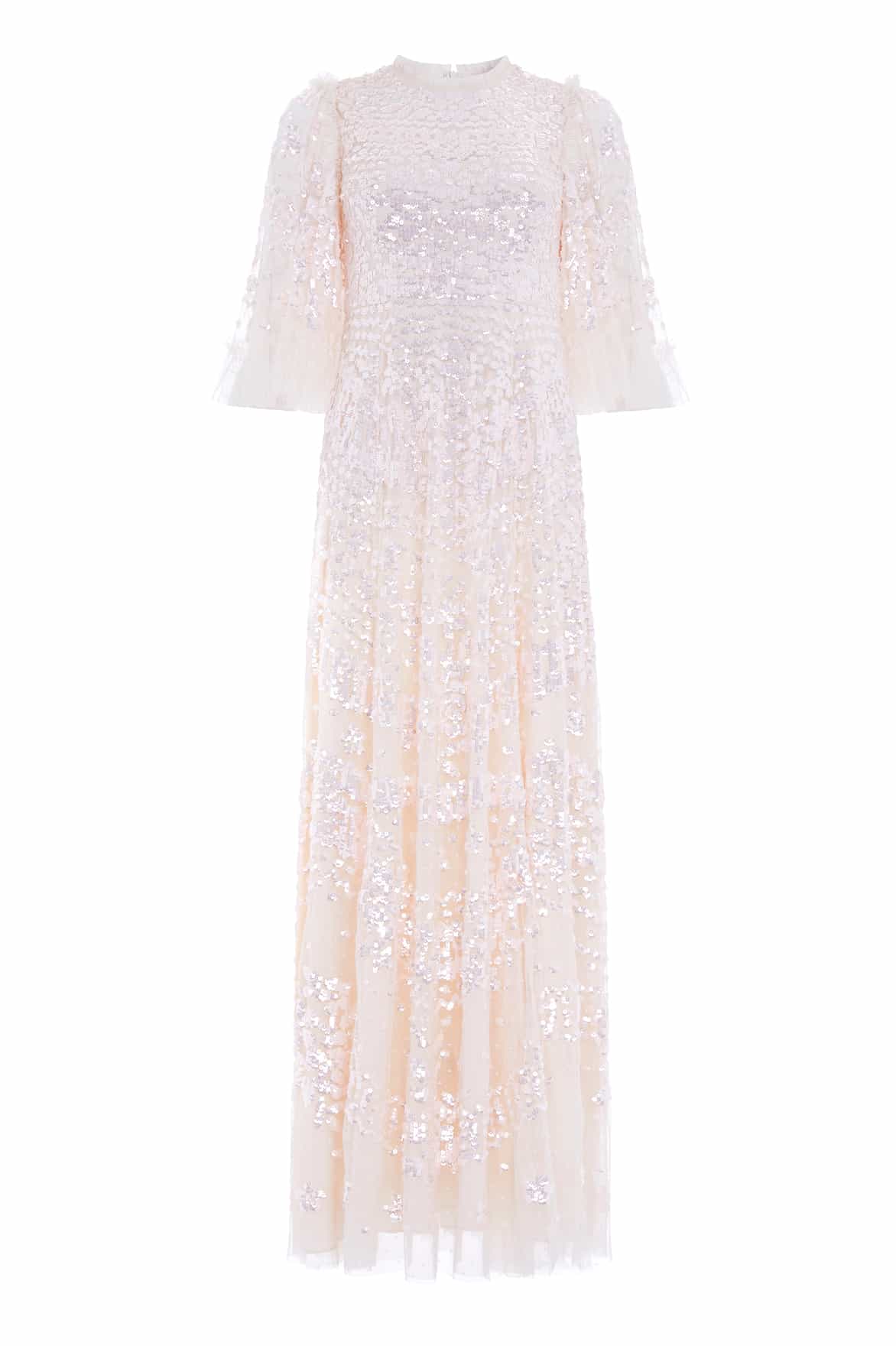 Needle & Thread Anais Sequin Gown sukienka kremowa cekinowa