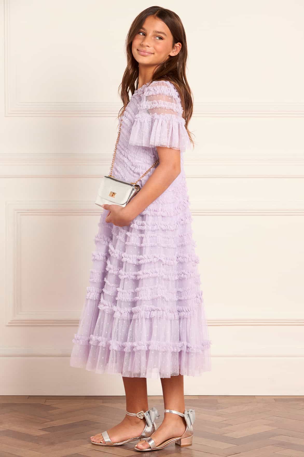 Needle & Thread Amara Ruffle Kids Dress sukienka fioletowa