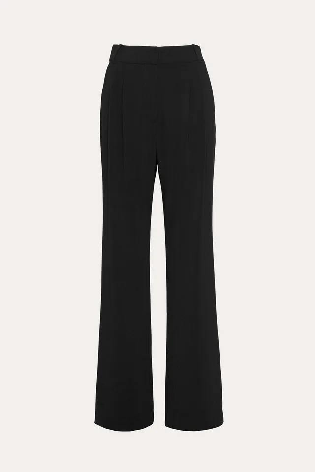 Elie Tahari Crepe Pleated spodnie czarne szerokie
